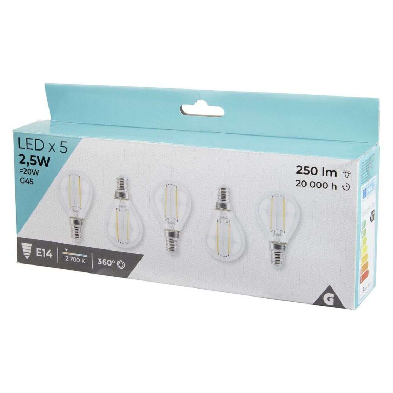 Ampoule LED lumière chaude 2,5 W douille E14 x5