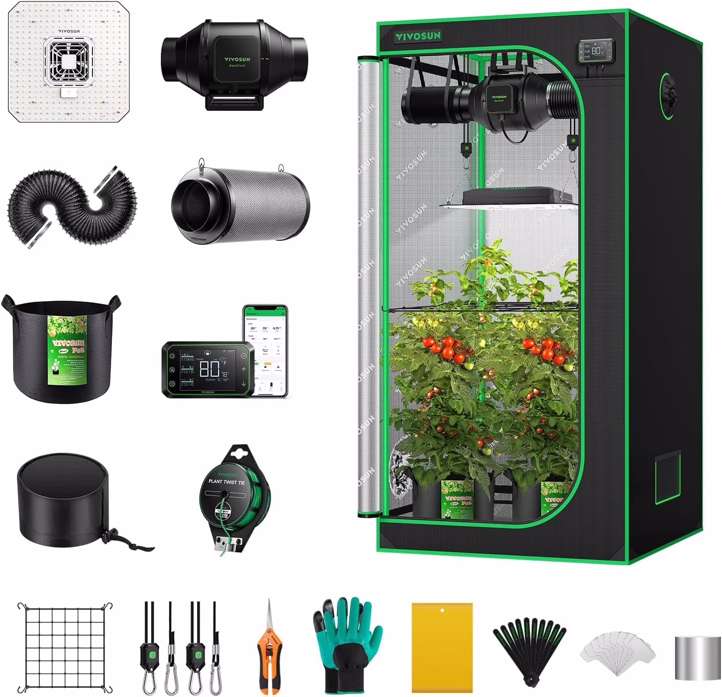 GIY Smart Grow Tent System 2x2, WiFi-Integrated Grow Tent Kit, with Automate Ventilation and Circulation, Schedule Full Spectrum 100W LED Grow Light, and GrowHub E42A Controller(24"x24"x48" Kit) - Image 7