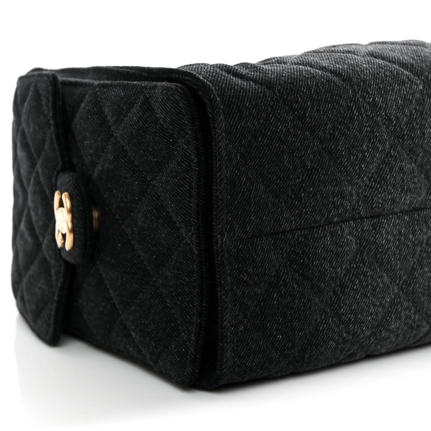 Washed Denim Quilted Small Chanel 25 Handbag Black