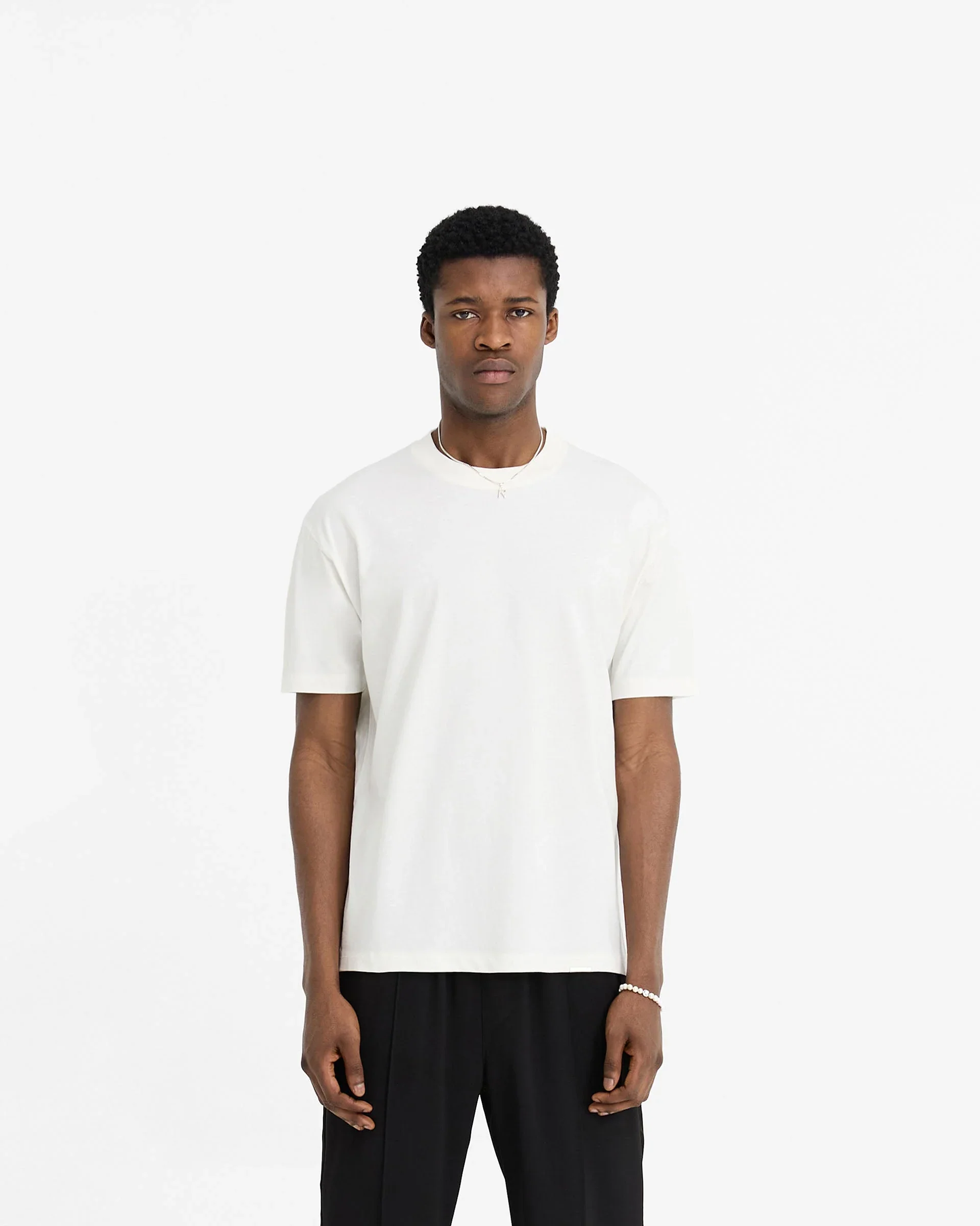 2 x Initial T-Shirt - Flat White & Black