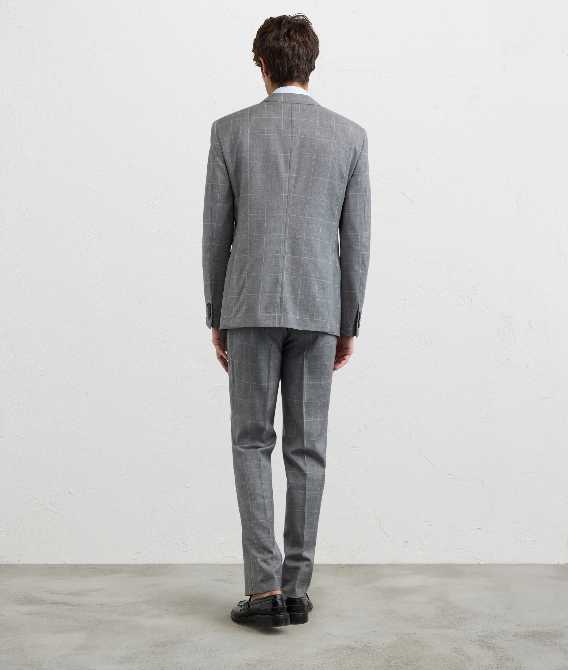 GREY VIRGIN WOOL KEY LINE CHECKED SUIT