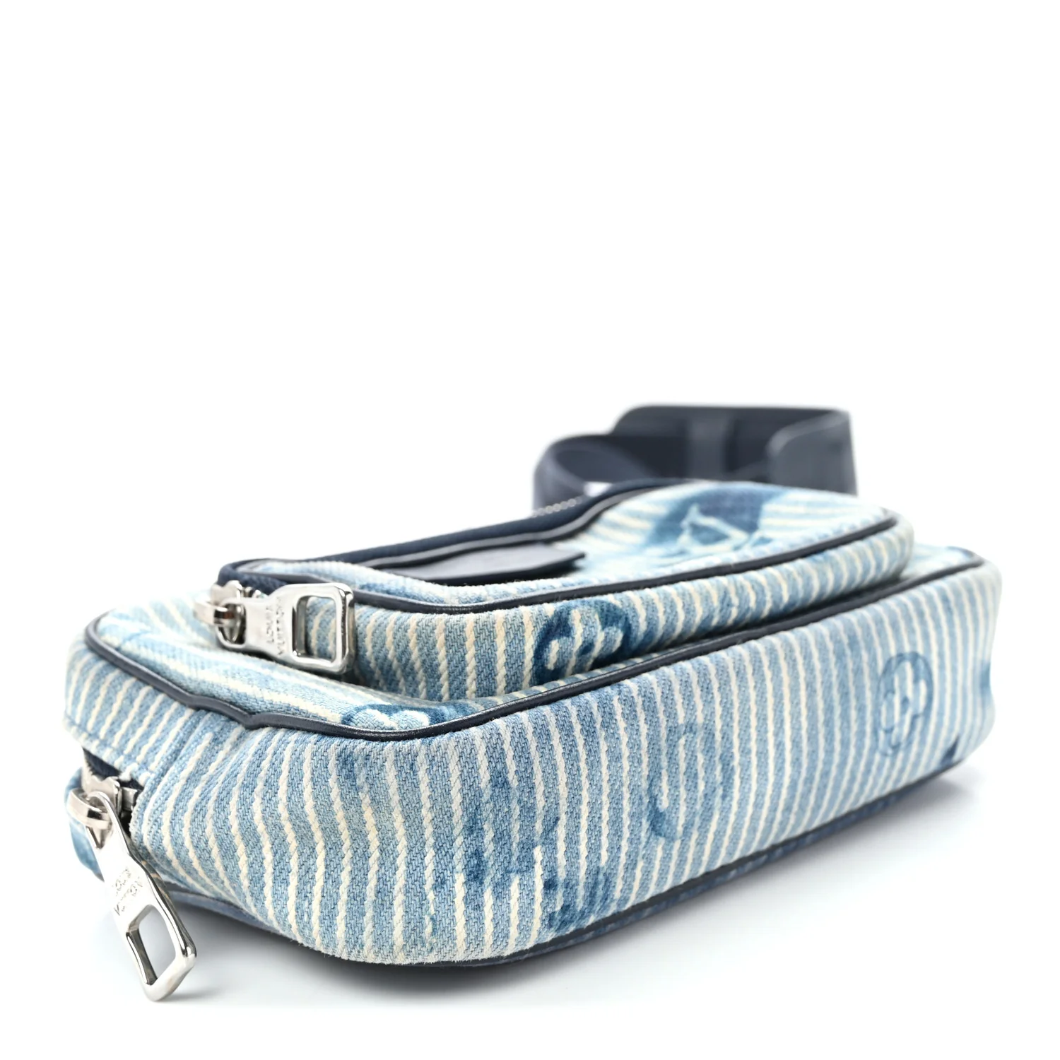 Hickory Stripes Denim Monogram Watercolor Outdoor Pouch Blue