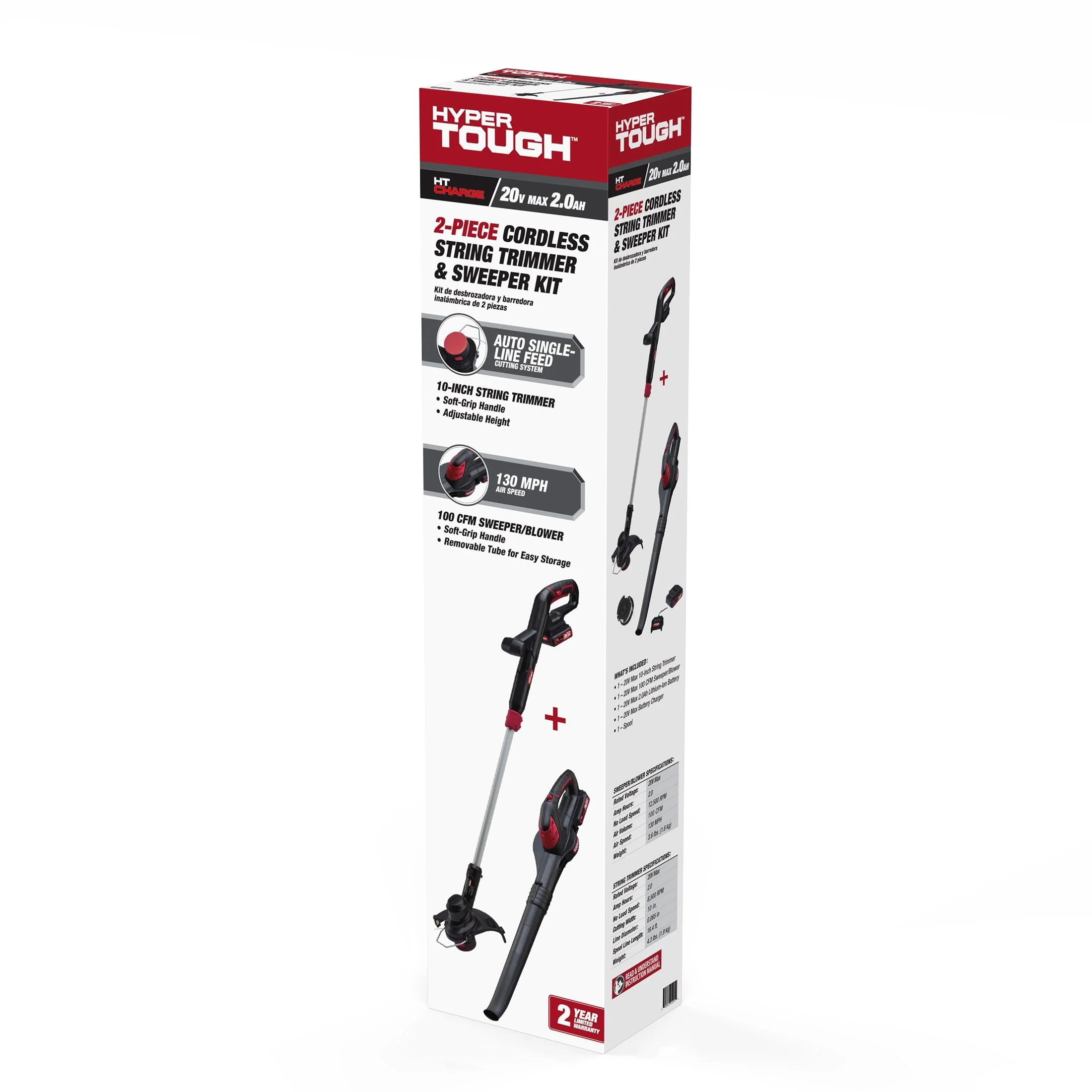 Hyper Tough 20V Max Cordless Combo Kit, 10-inch String Trimmer  130 mph Sweeper