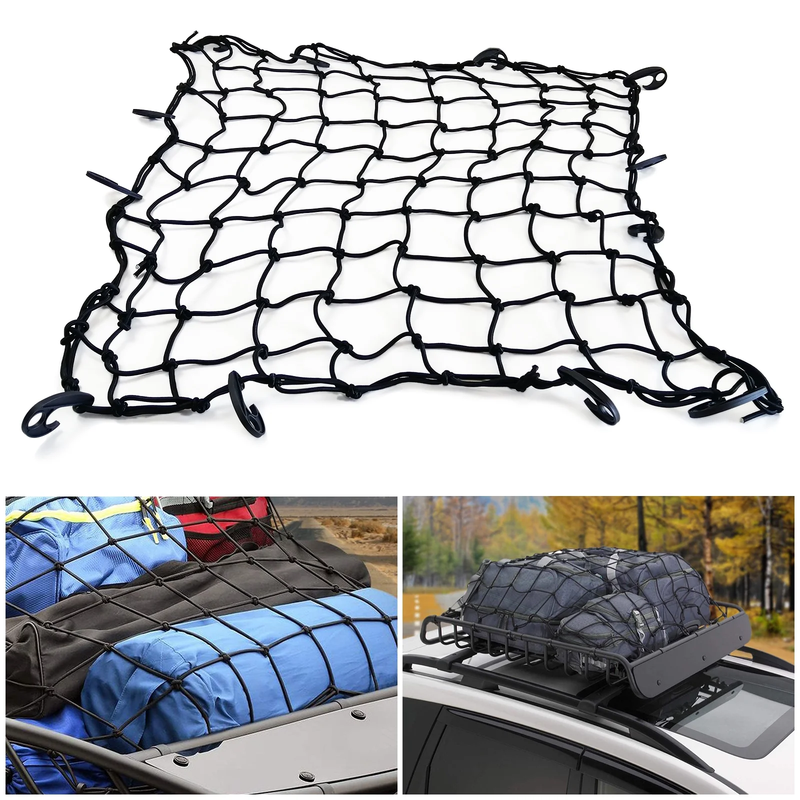 Universal Rooftop Roof Rack Steel Cargo Carrier Basket Size 51" X 36" X 5" + Soft Shell Waterproof Cargo Bag 15 Cu.ft (44" 34" 17") Combo - Image 3