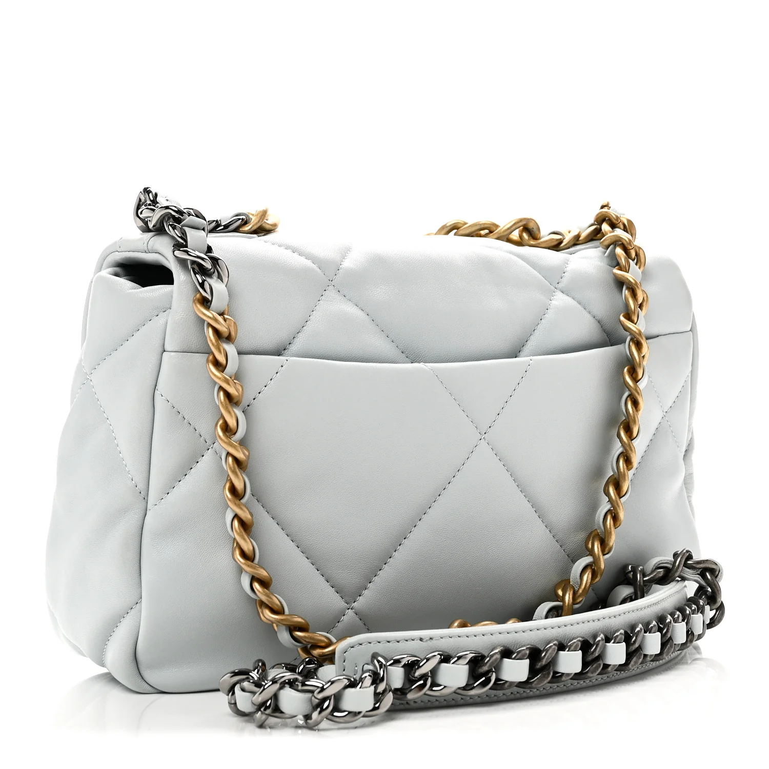 Lambskin Quilted Medium Chanel 19 Flap Light Blue