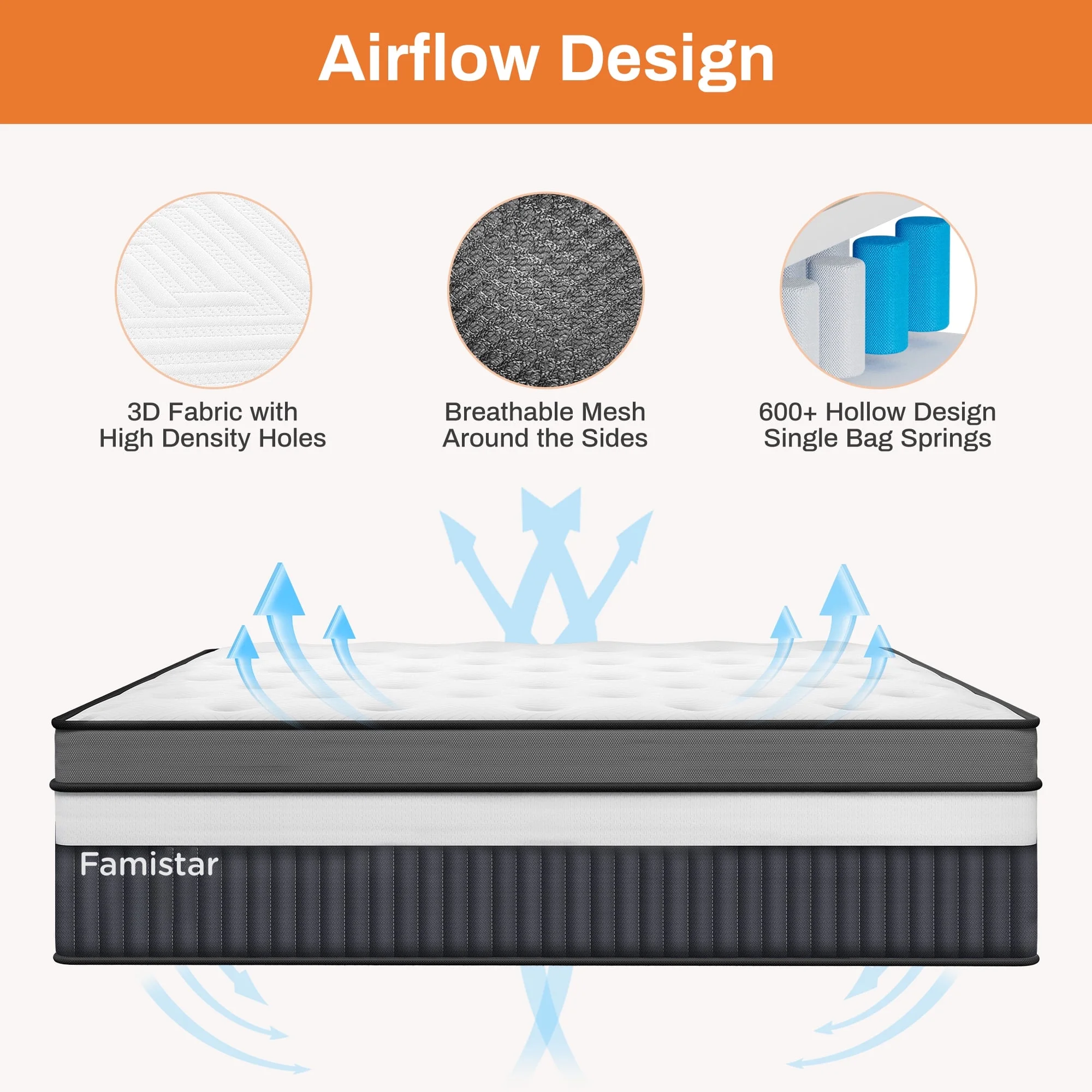 King Mattress, 14 Inch Gel Memory Foam Hybrid Mattress in a Box, Cooling Breathable Design, Zoned Pressure Relief, Medium Firm Feel, CertiPUR-US Certified(King) - Image 4