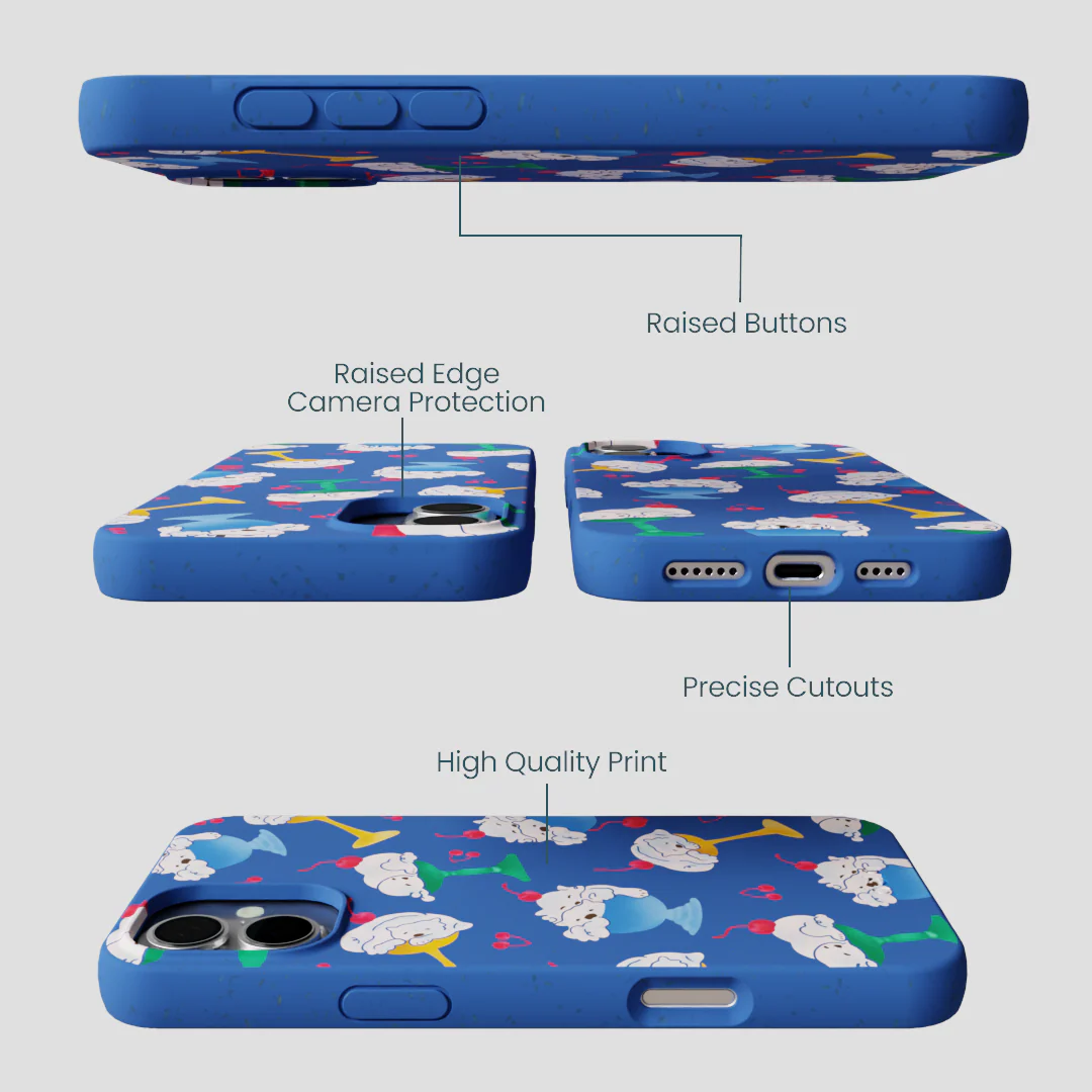 Electric Blue Vanilla Bear iPhone 16 Plus Case