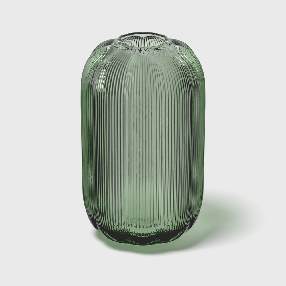 Fleur Vase - Green, 6.3'' x 11.1'', glass