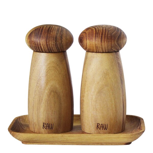 Raw kvernsett med brett 13,5 cm 3 deler teak