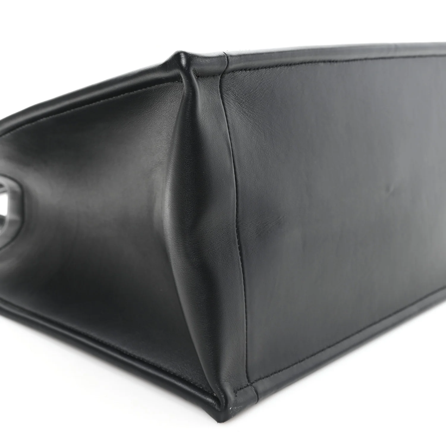 Calfskin Macro Cannage Medium Book Tote Black