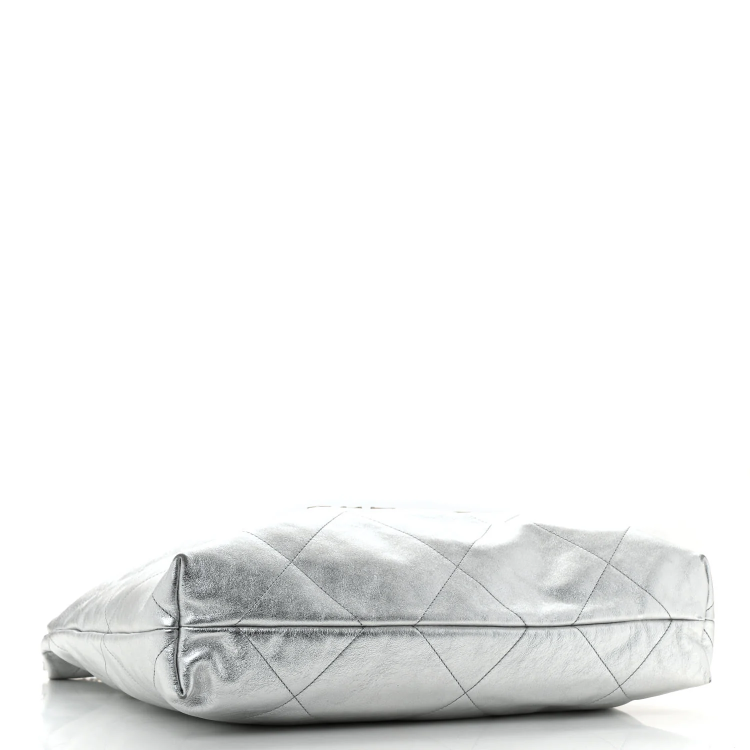 Metallic Calfskin Quilted Chanel 22 Silver