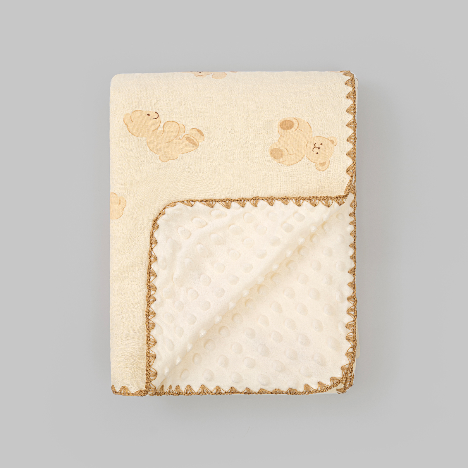 All Season 3D Doudou Fleece Newborn Blanket Double Layer Crinkle Gauze Multi-Use Swaddle Receiving Europe Style 300tc