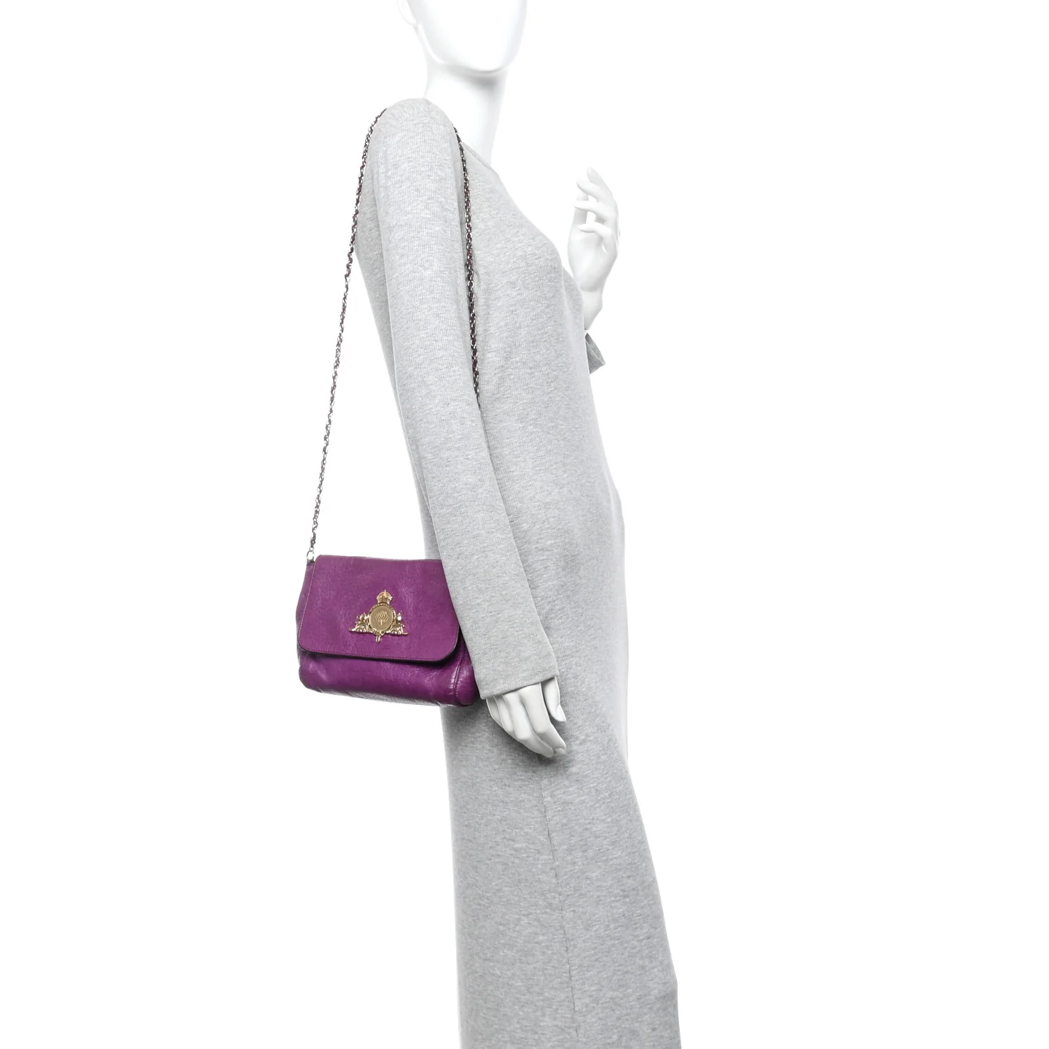Heavy Grain Calfskin Small Margaret Crossbody Purple