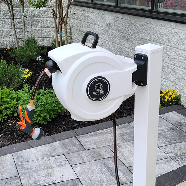 Hose Reel Pro 50ft Retractable Garden Hose Reel in White
