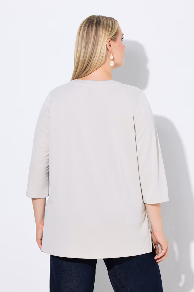 Split Neck 3/4 Sleeve  Modal Blend Tee