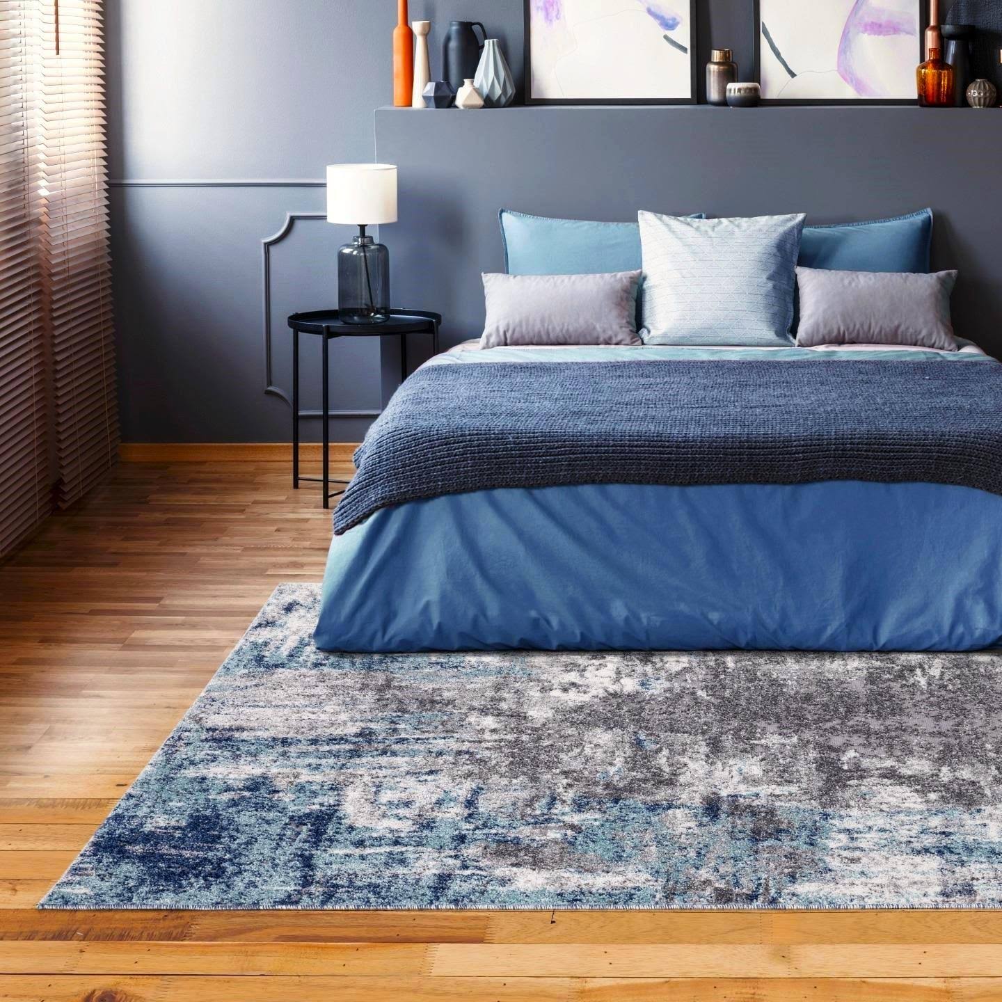 Luxe Weavers Euston Collection 7680 Blue Abstract Area Rug, 4x5