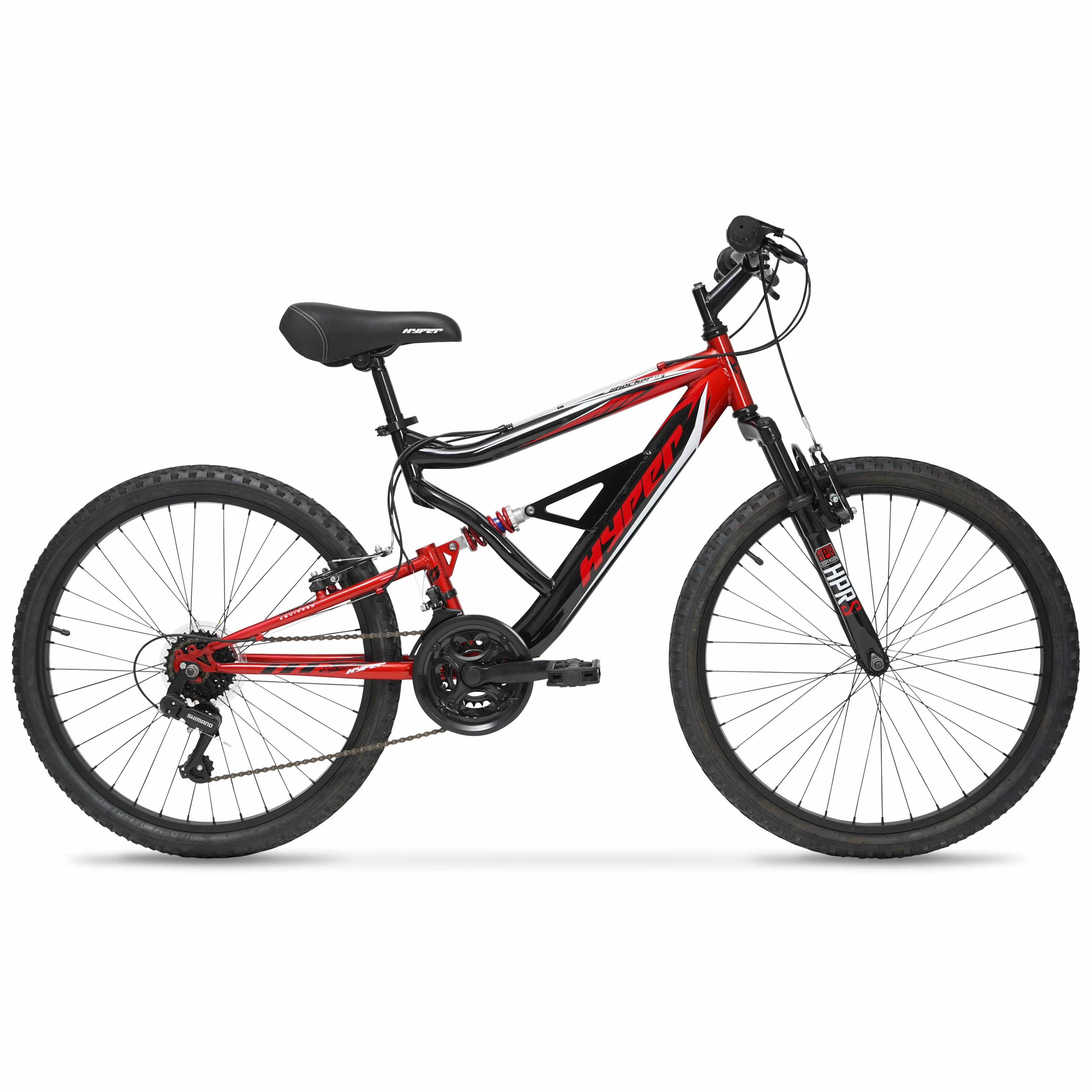 Hyper Bicycle 24" Shocker Mountain Bike, Kids, Red and Black Image 5