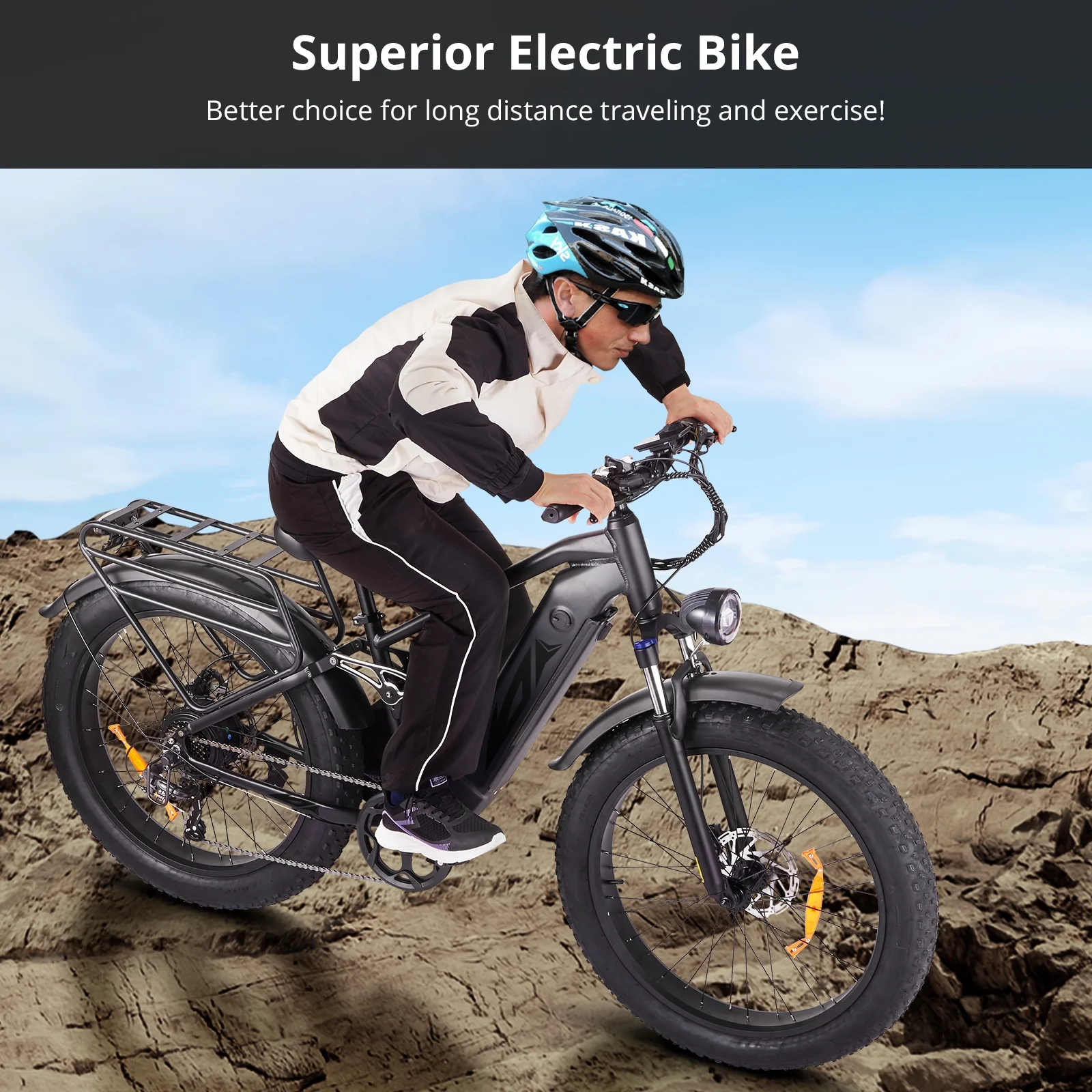 Electric Bike for Adults,1000W E Bikes for Men,26" Fat Tire Electric Bikes,48V 17.5AH Battery,28MPH,7 SpeedDual Hydraulic Disc Brakes,LCD Screen,60Miles Range,Electric Mountain Bicycle(gray with pattern) - Image 7