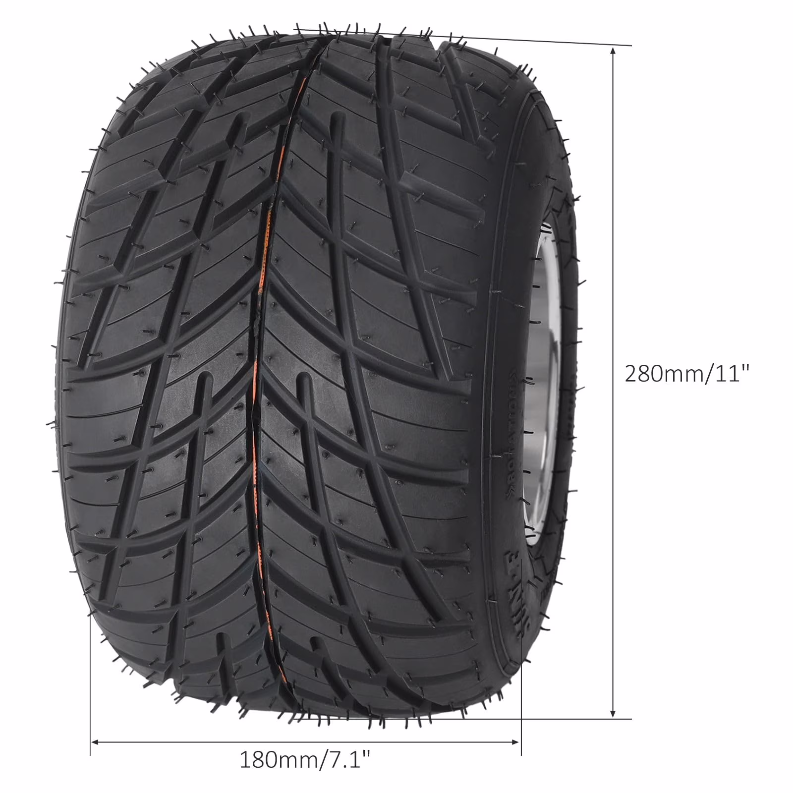 High Performace Go Kart Tire and Rim, 11x7.10 - 5 Go Kart Rear Wheel and Tire Fit Bolt Pattern 48mm W/ 3 Holes for Go Kart Drift Trike Buggy Racing Cart, Non - Slip Tread, Aluminum Alloy Rim (1)