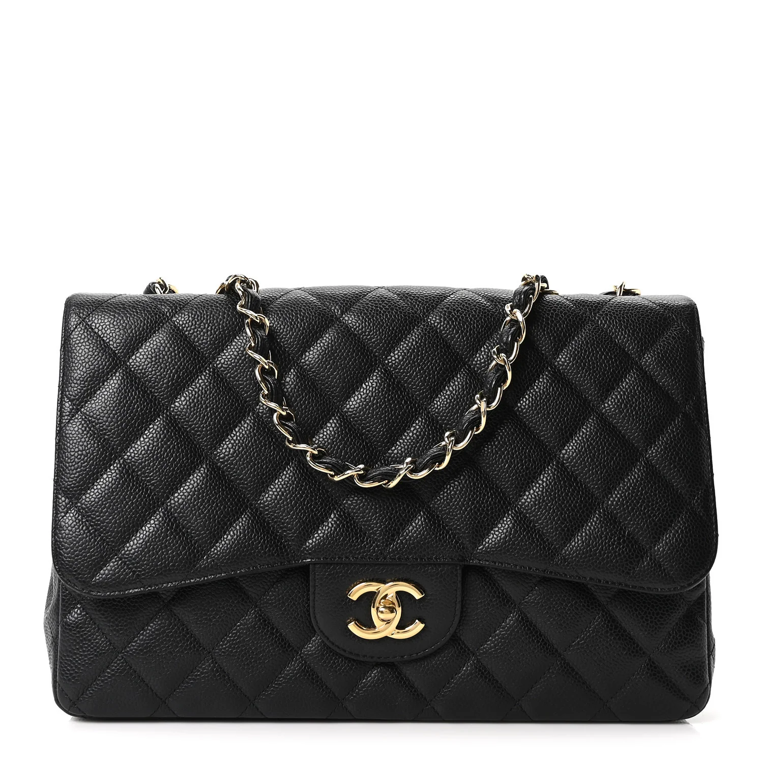 Caviar Quilted Jumbo Single Flap Black