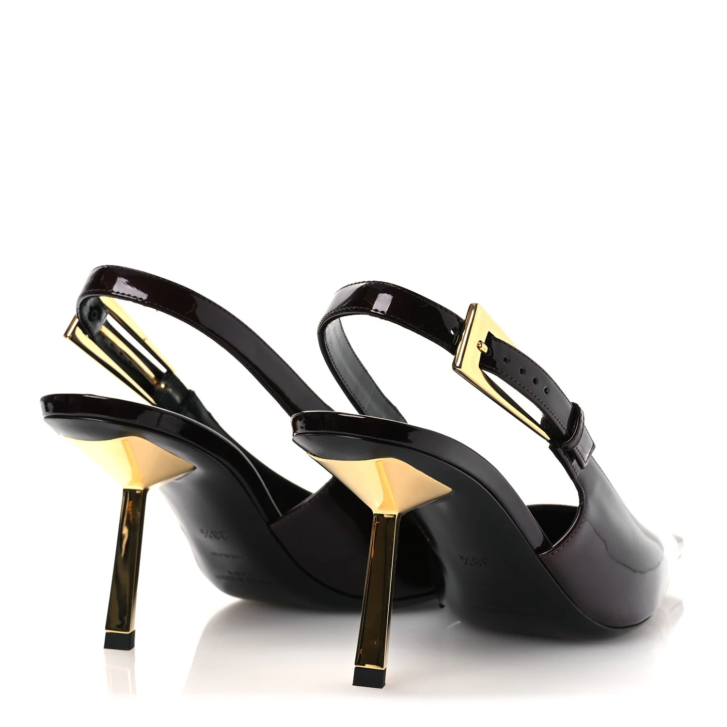 Vernice Gloss Lee 75 Slingback Pumps 38.5 Marron Glac茅