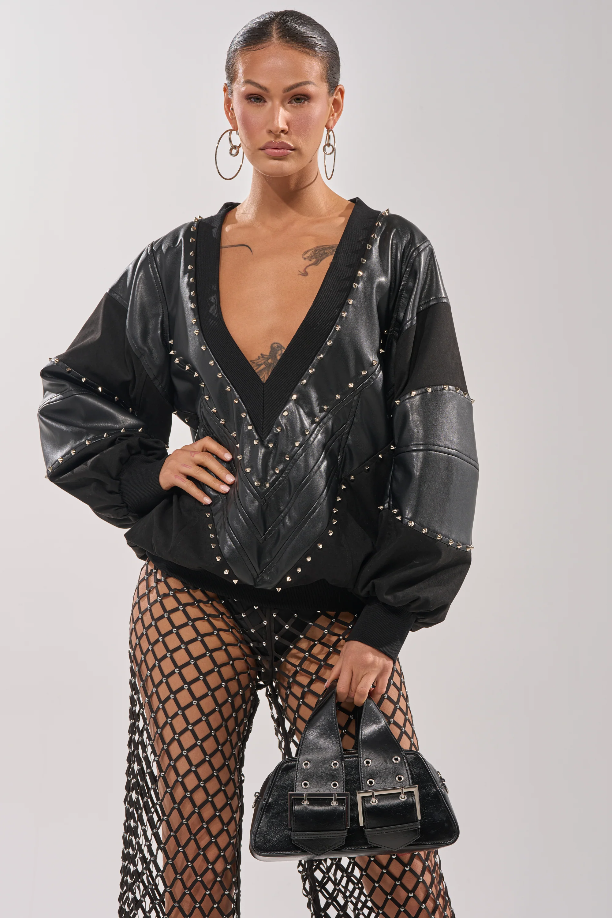 LETS DO THIS FAUX LEATHER SWEATSHIRT - Akira Store
