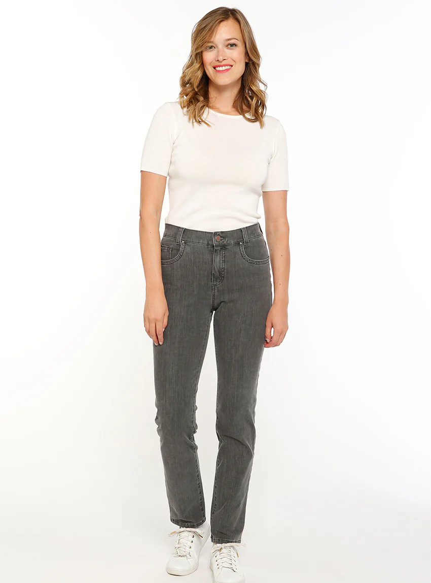 Jean femme coupe droite gris foncé