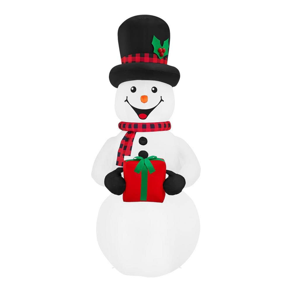 Home Accents Holiday 6.5 ft. Snowman with Present Holiday Inflatable