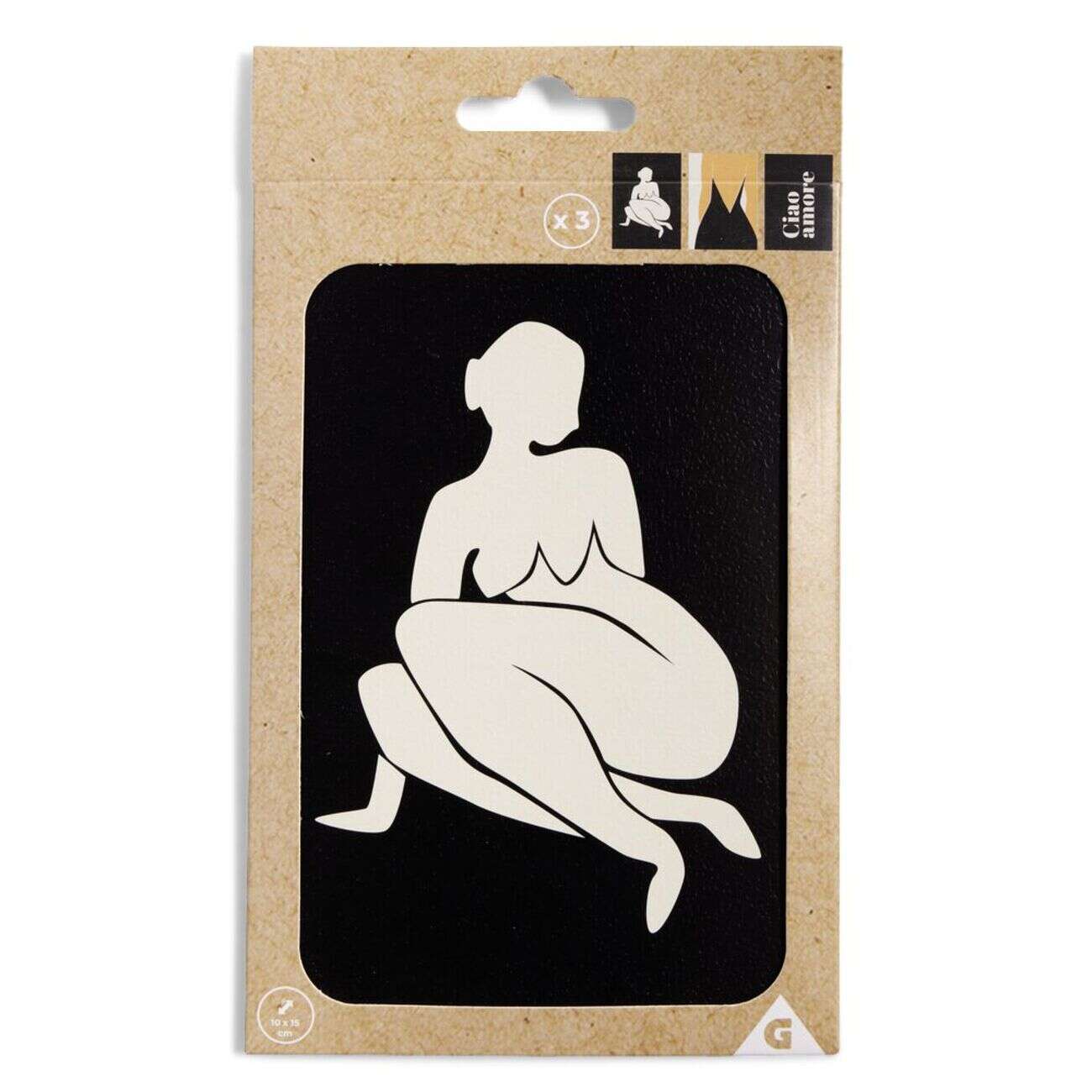 Lot de 3 affiches papier noir et orange 10x15cm