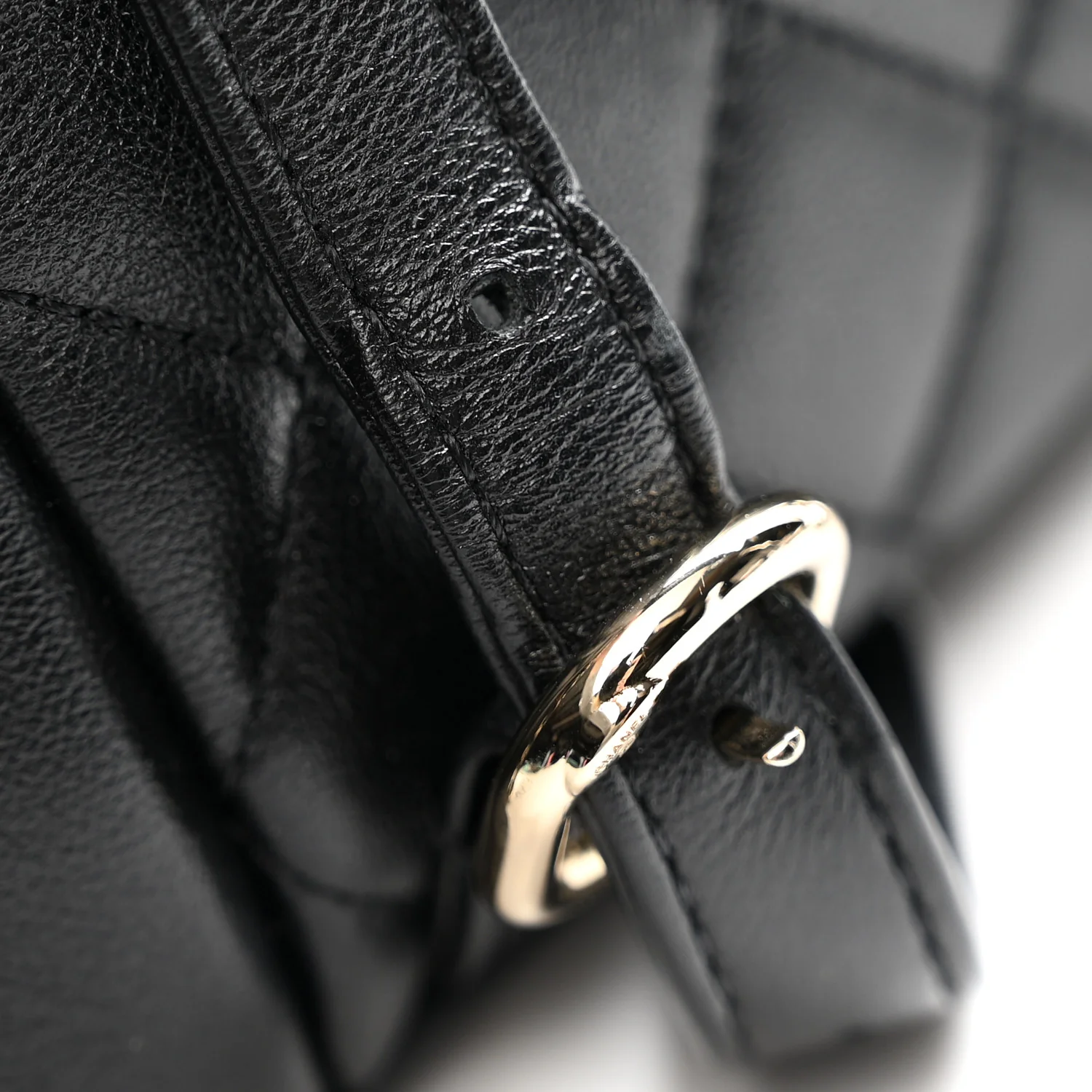 Shiny Caviar Quilted Medium Duma Pockets Drawstring Backpack Black