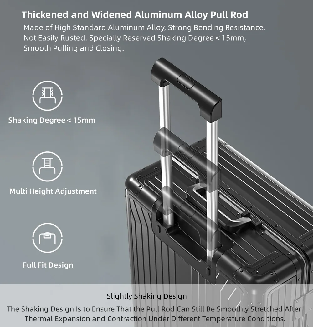 All Aluminum Magnesium Hardshell Carry on Luggage with Wheels, Modern Zipperless Hardshell Checked Luggage with TSA Lock, Airline Approved Metal Suitcase Travel Metal Rolling Luggage