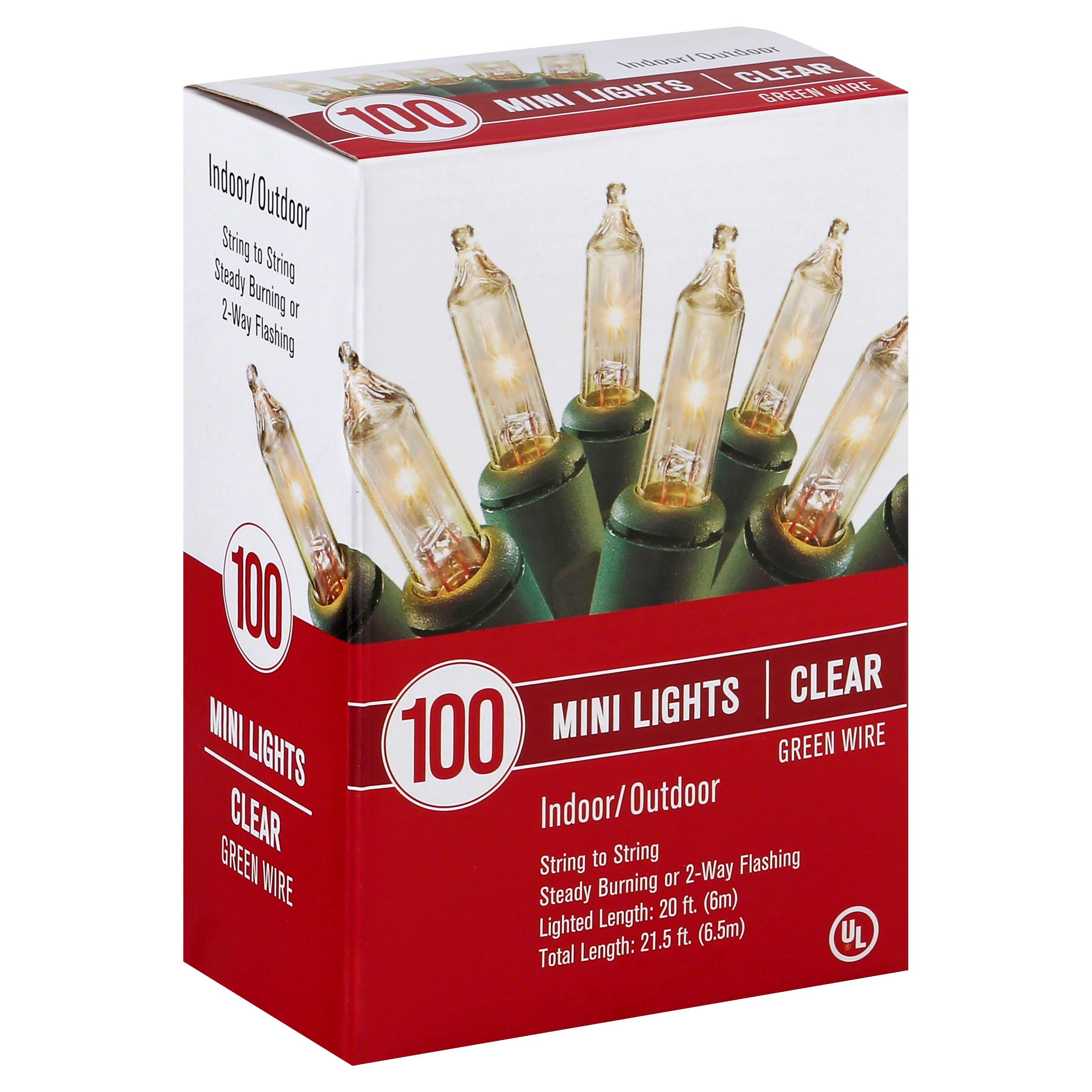 Everstar Lights, Mini, Clear, Green Wire - 100 lights