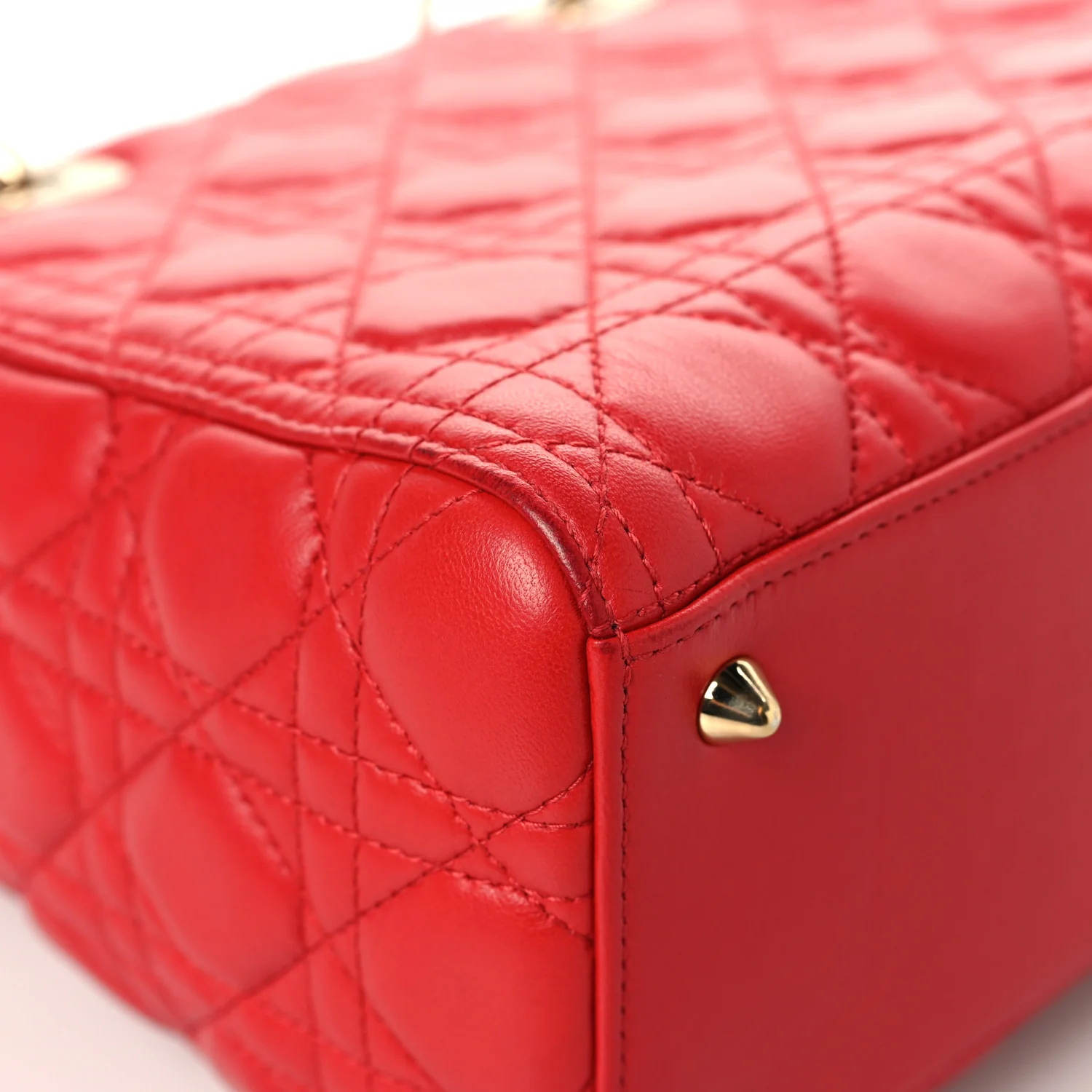Lambskin Cannage Medium Lady Dior Red