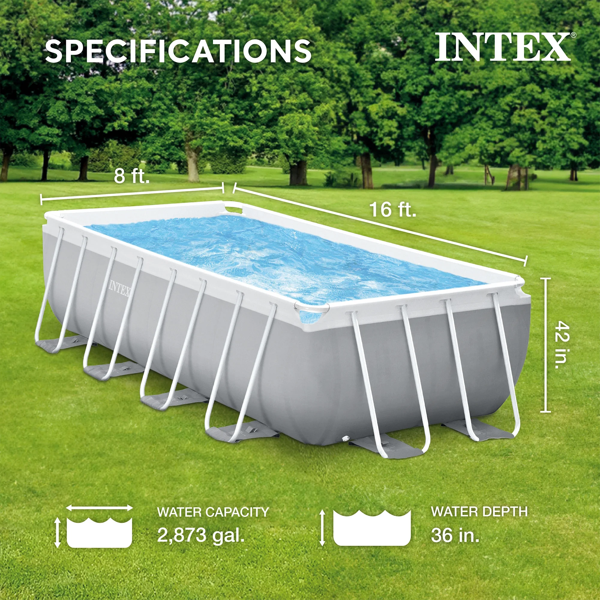 Open Box 16' x 42" Prism Frame Rectangular Above Ground Swimming Pool Set - Image 2
