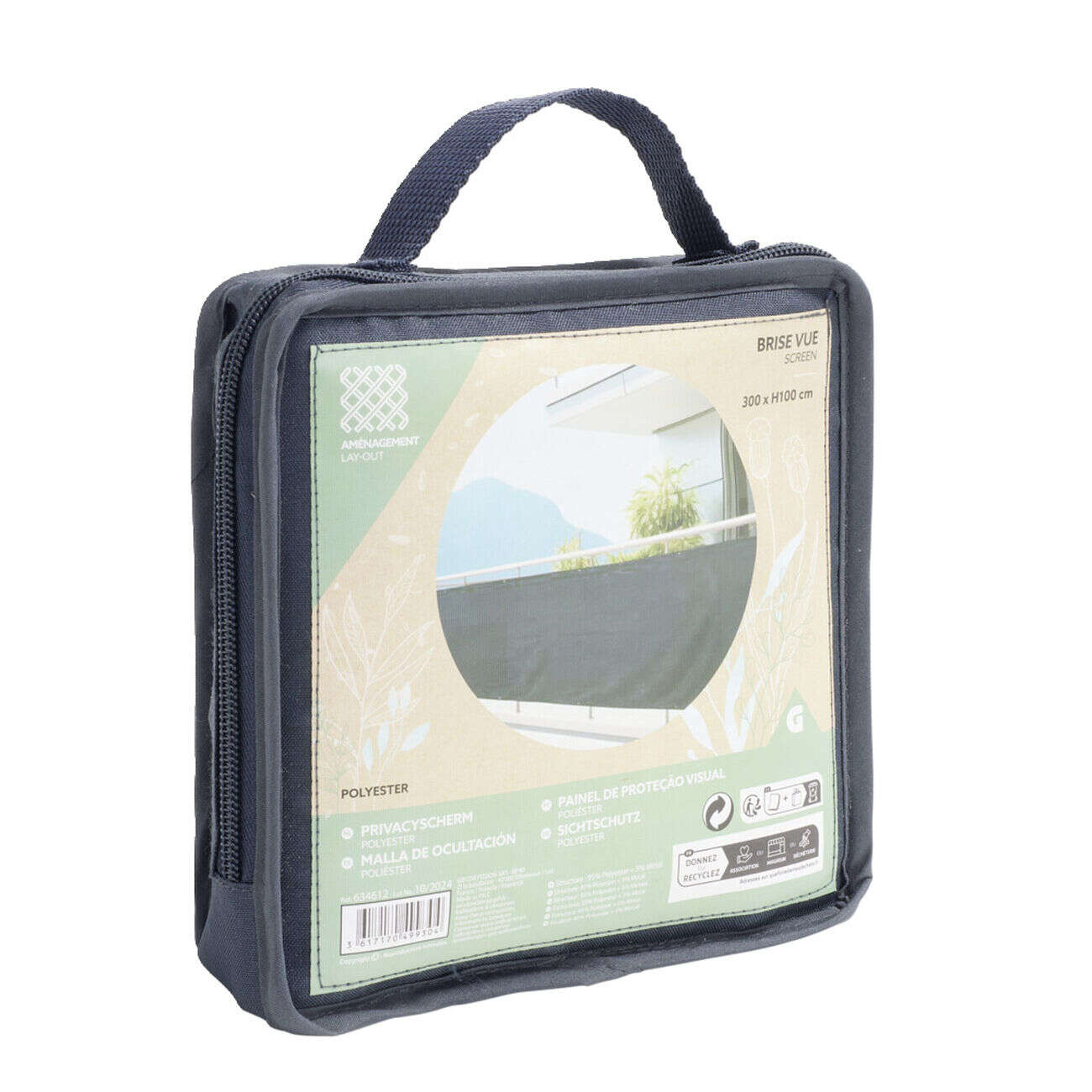 Brise-vue polyester gris L300x100cm