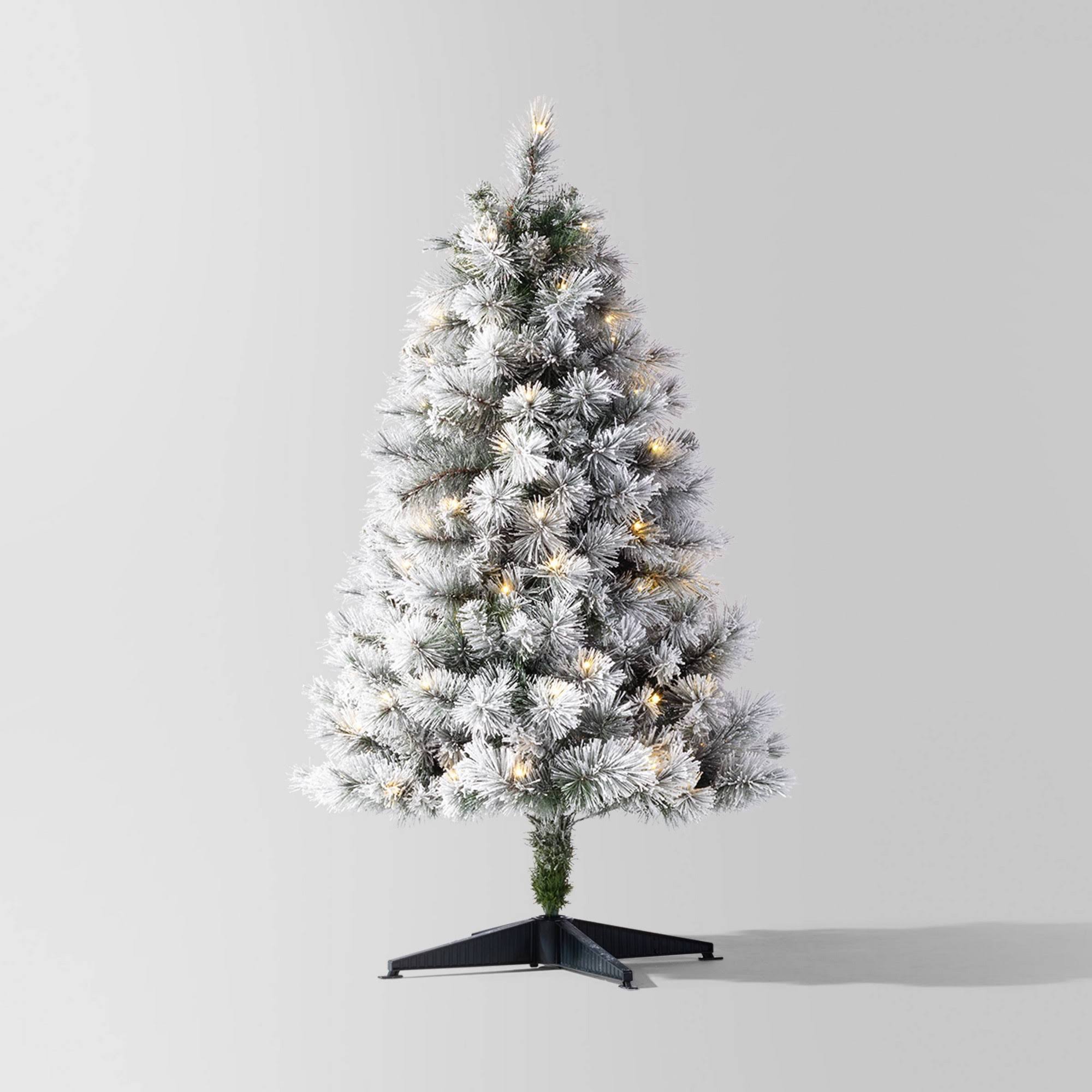 Wondershop Pre-Lit LED Flocked Douglas Fir Artificial 4' Christmas Tree Warm White Lights | Target