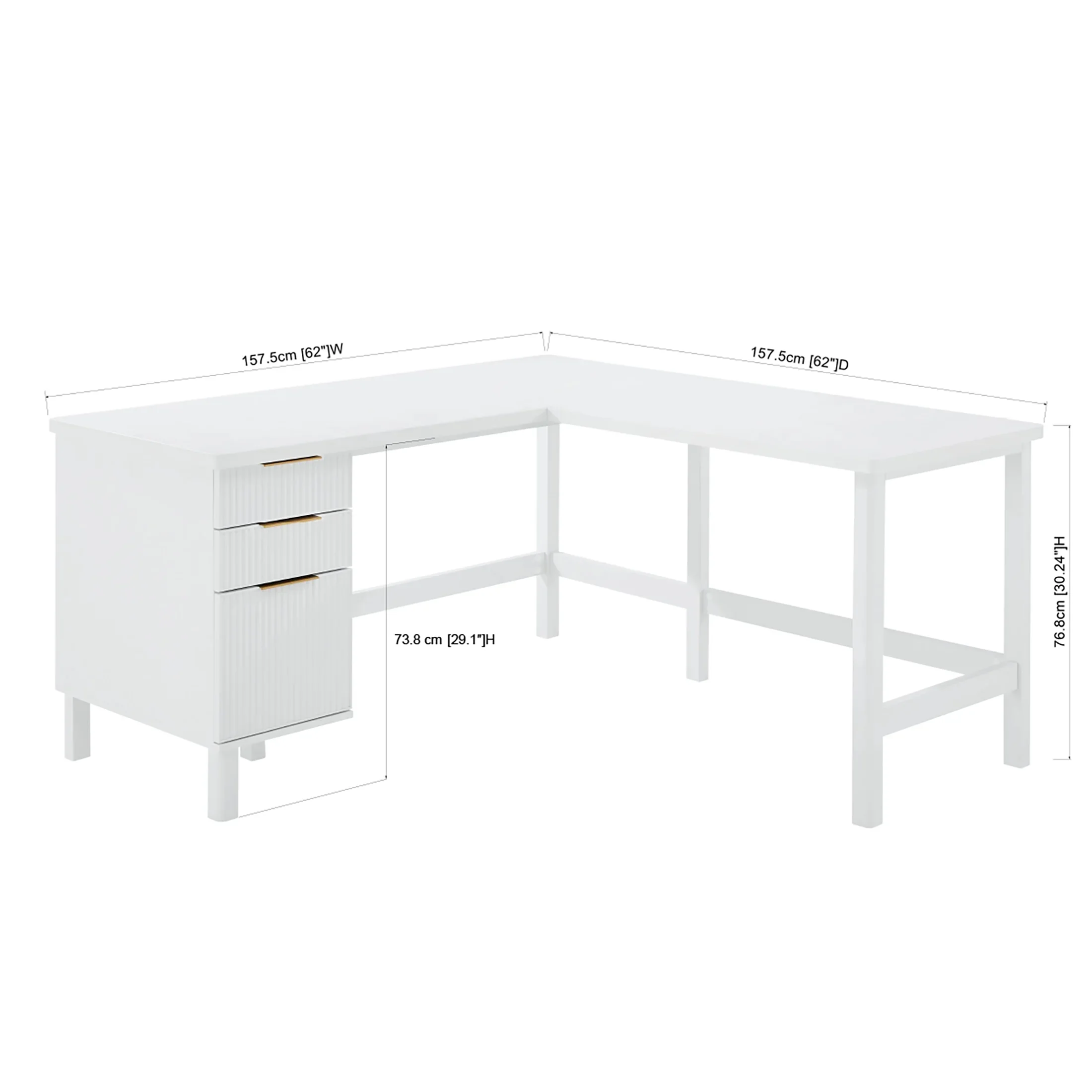Better Homes & Gardens Lillian Fluted L-Shape Desk, Natural Pine Finish