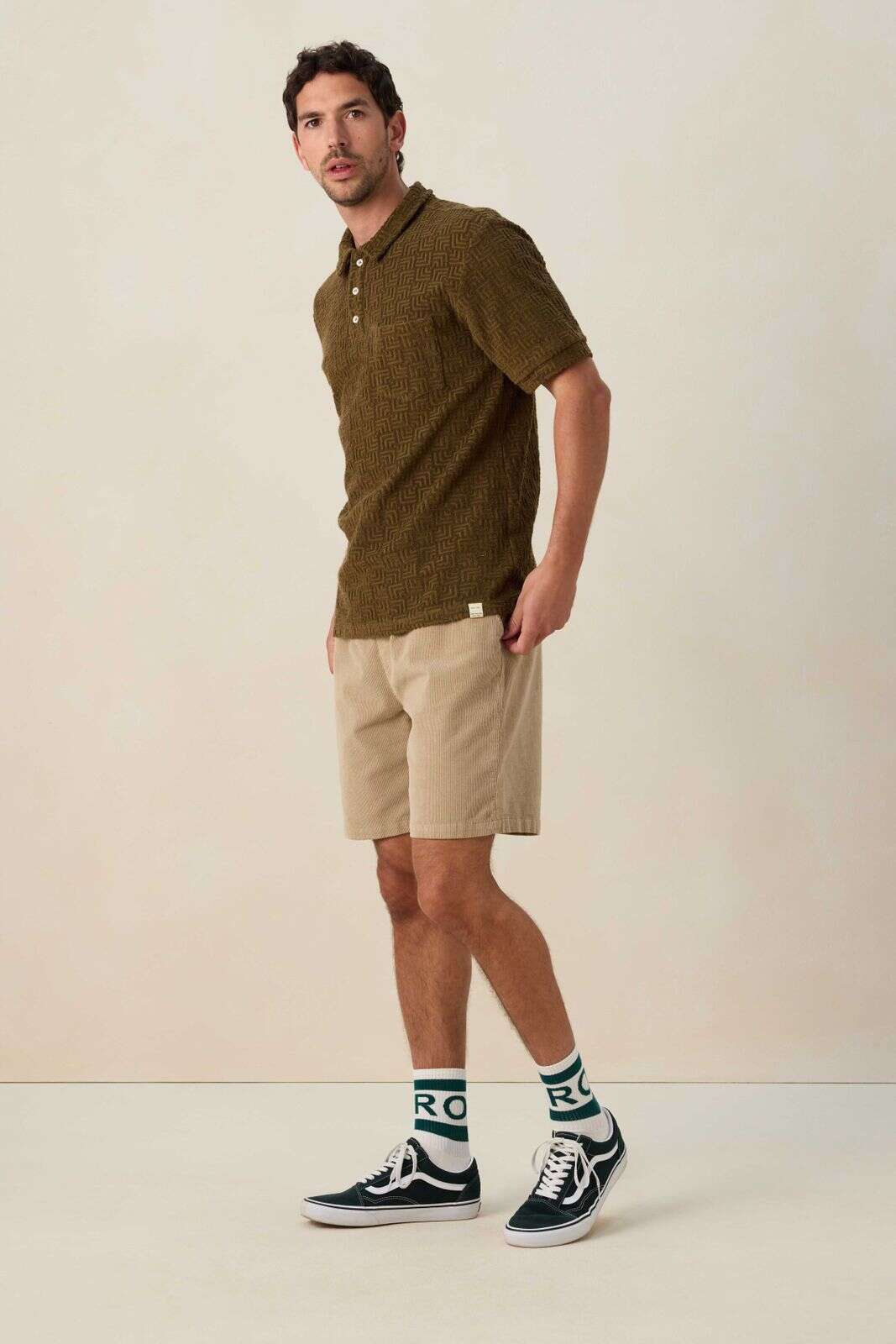 Donkergroene badstof polo