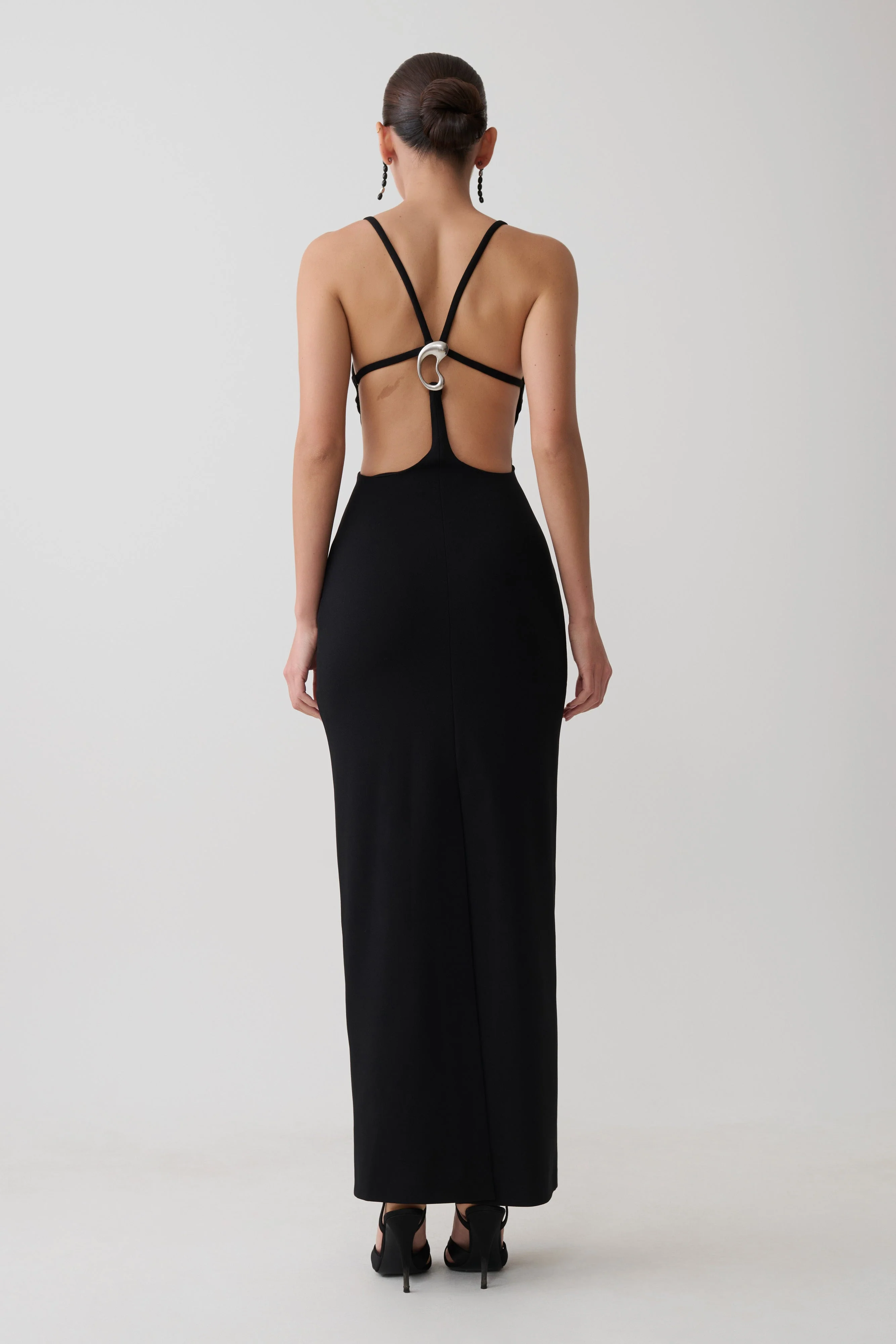 Julian Crepe Strapped Back Maxi Dress - Black