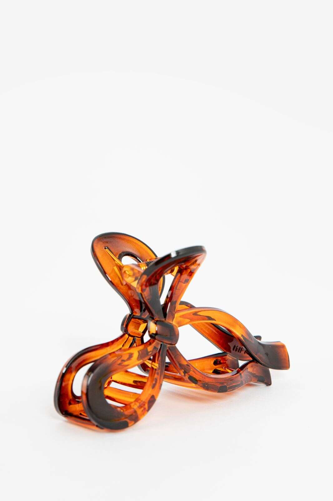 Bruine tortoise haarklem met strik