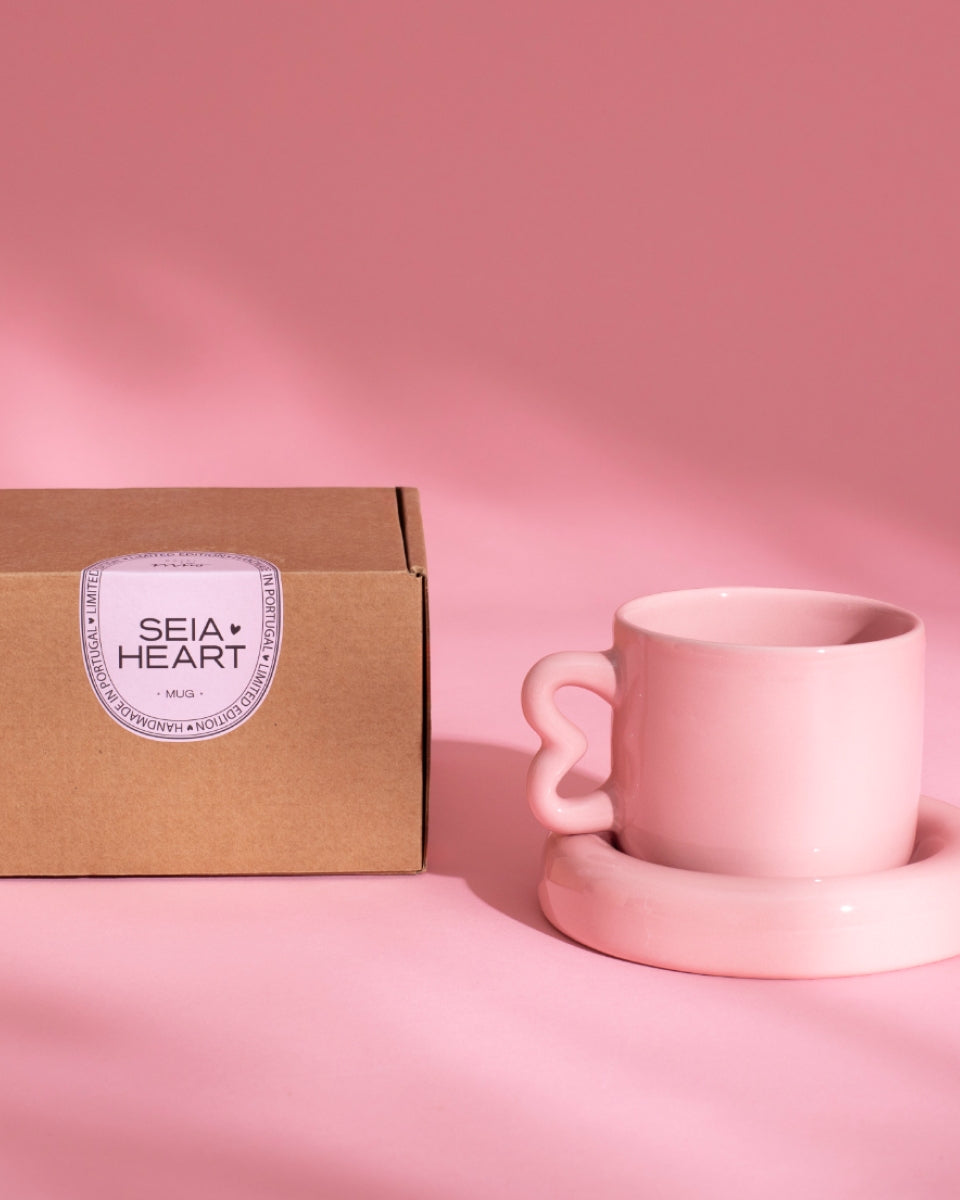 SEIA - MUG & SAUCER HEART PINK