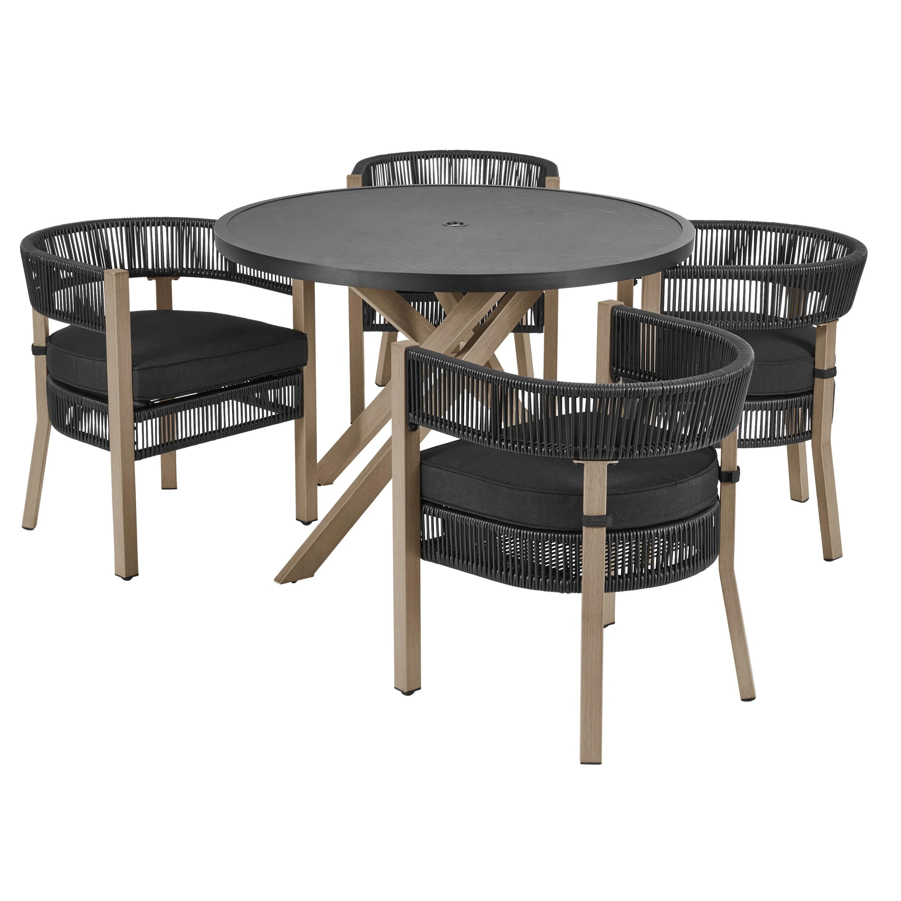 Better Homes & Gardens Tarren 5 Piece Outdoor Dining Set, Black