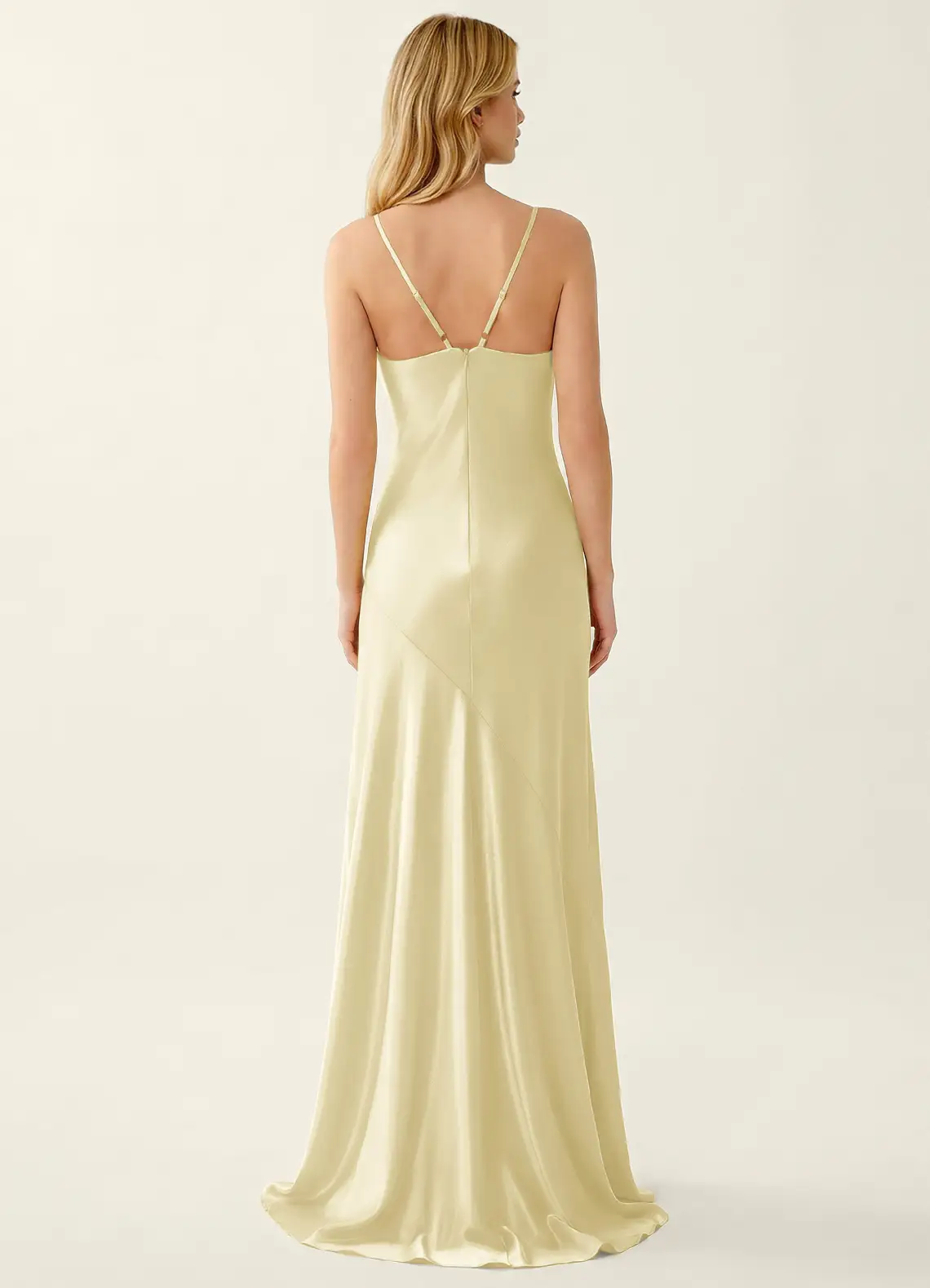 Annastazhia Lemon Sorbet High Slit Satin Party Dress