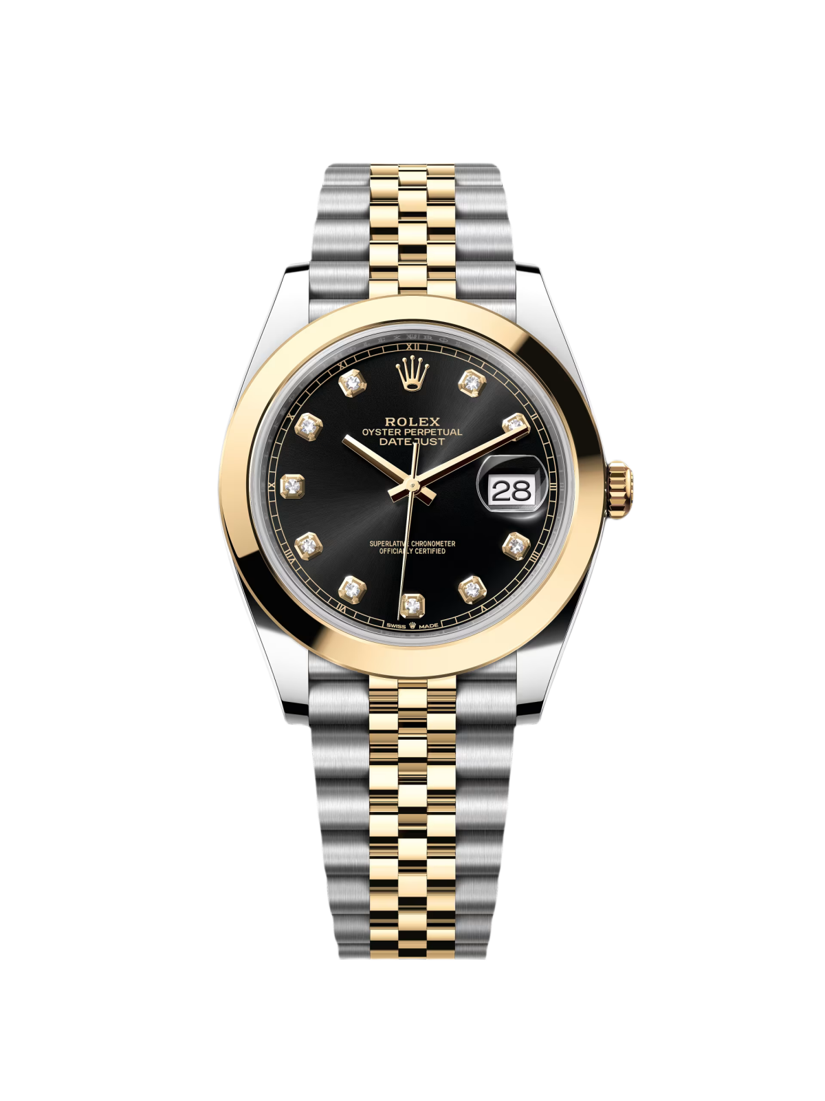 【Super Clone】RLX Datejust 41mm 126303 Black Diamond Oyster Steel and Yellow Gold Mens Watch