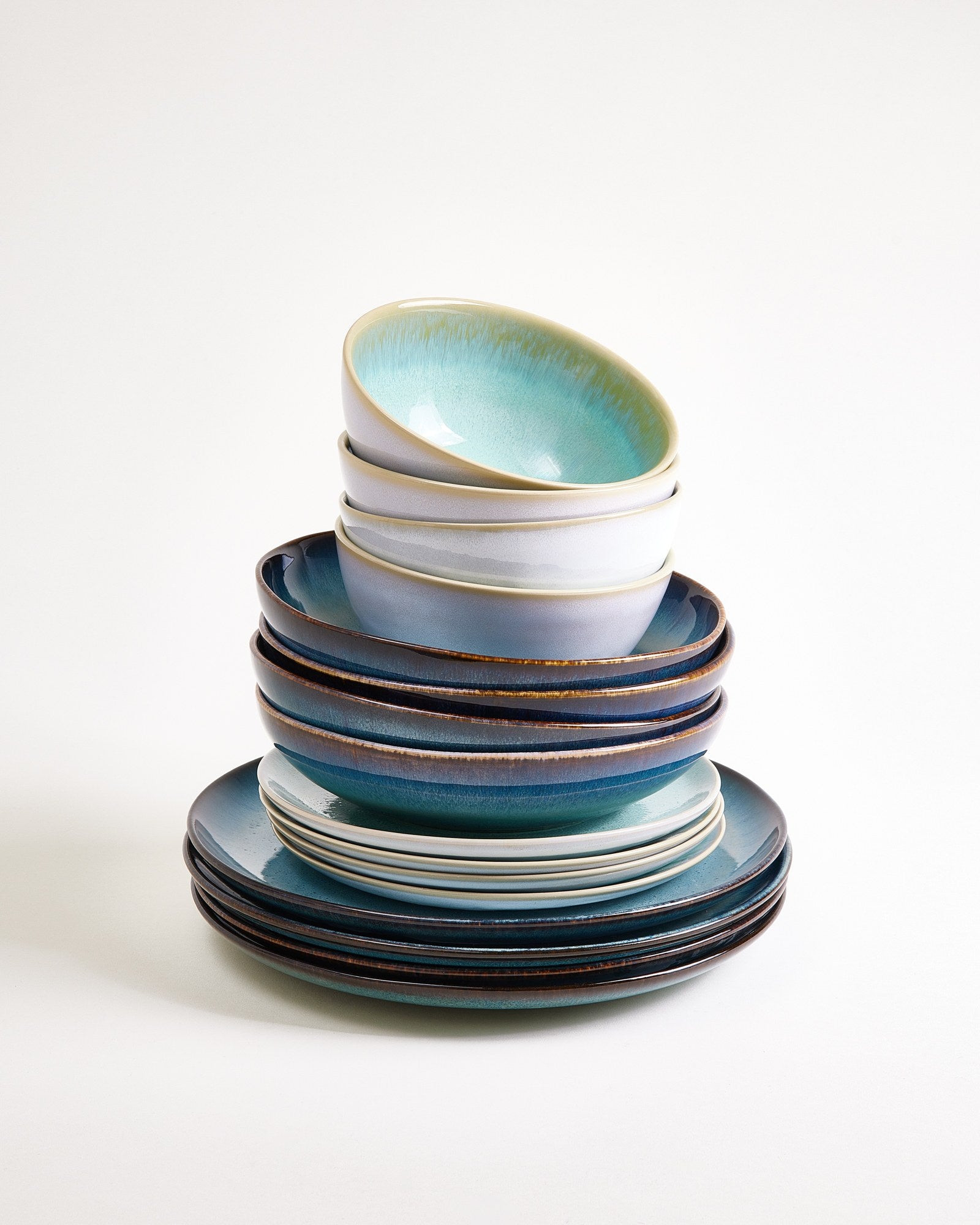 TABLEWARE SET CLASSIC OCEAN VIBES GREEN-BLUE MINT 16 PIECES