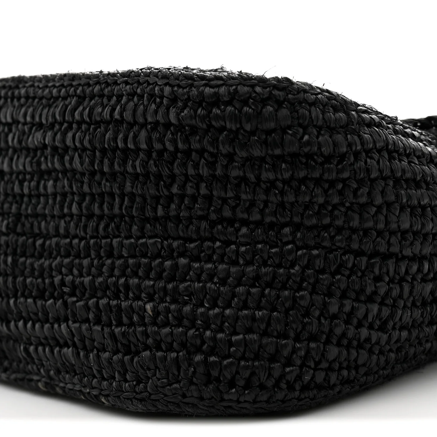 Raffia Donut Chain Medium Ola Shoulder Bag Black