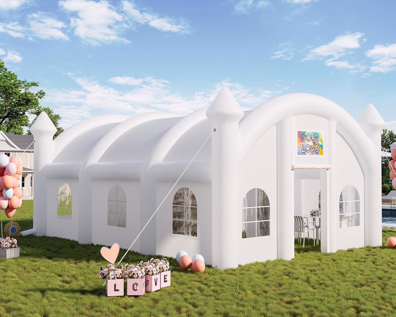 20x16x14 ft Large Black Inflatable Night Club Tent for Adults with 2 Side Doors, Inflatable Nightclub with Logo Area Gazebo Event House(20x16x14 FT/Black) - Image 4