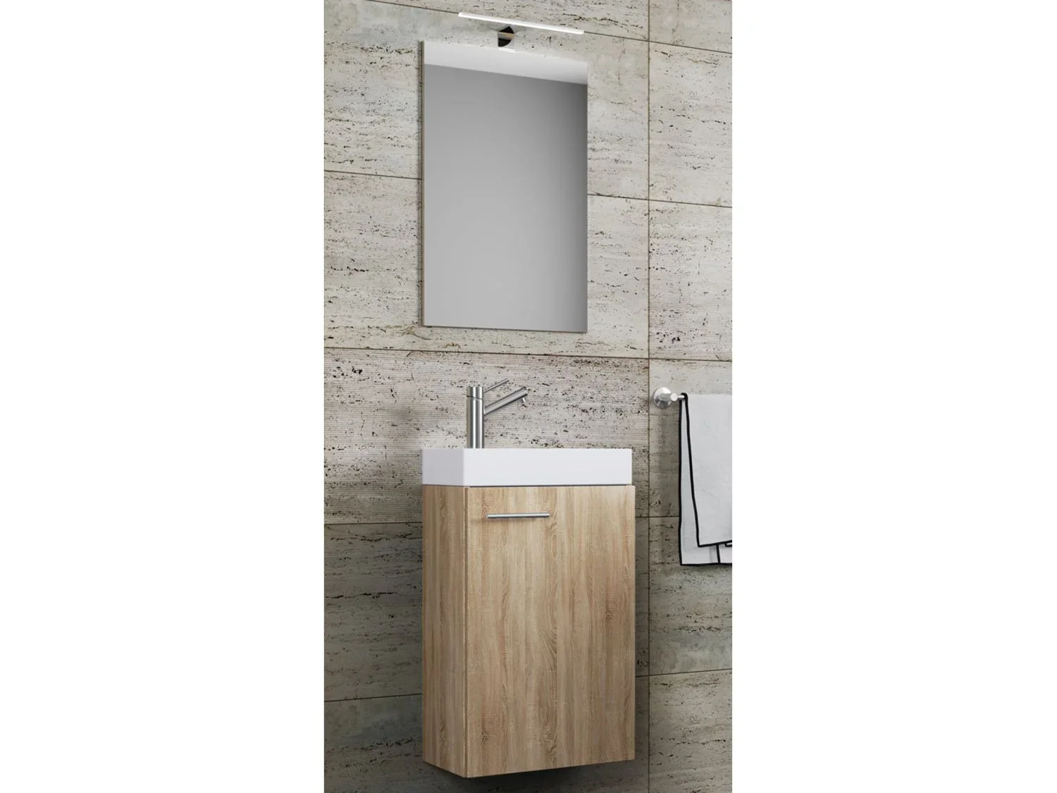 VCM Set d'armoire  glace ou miroir et meuble sous vasque avec lavabo Slito, pour salle de bain
