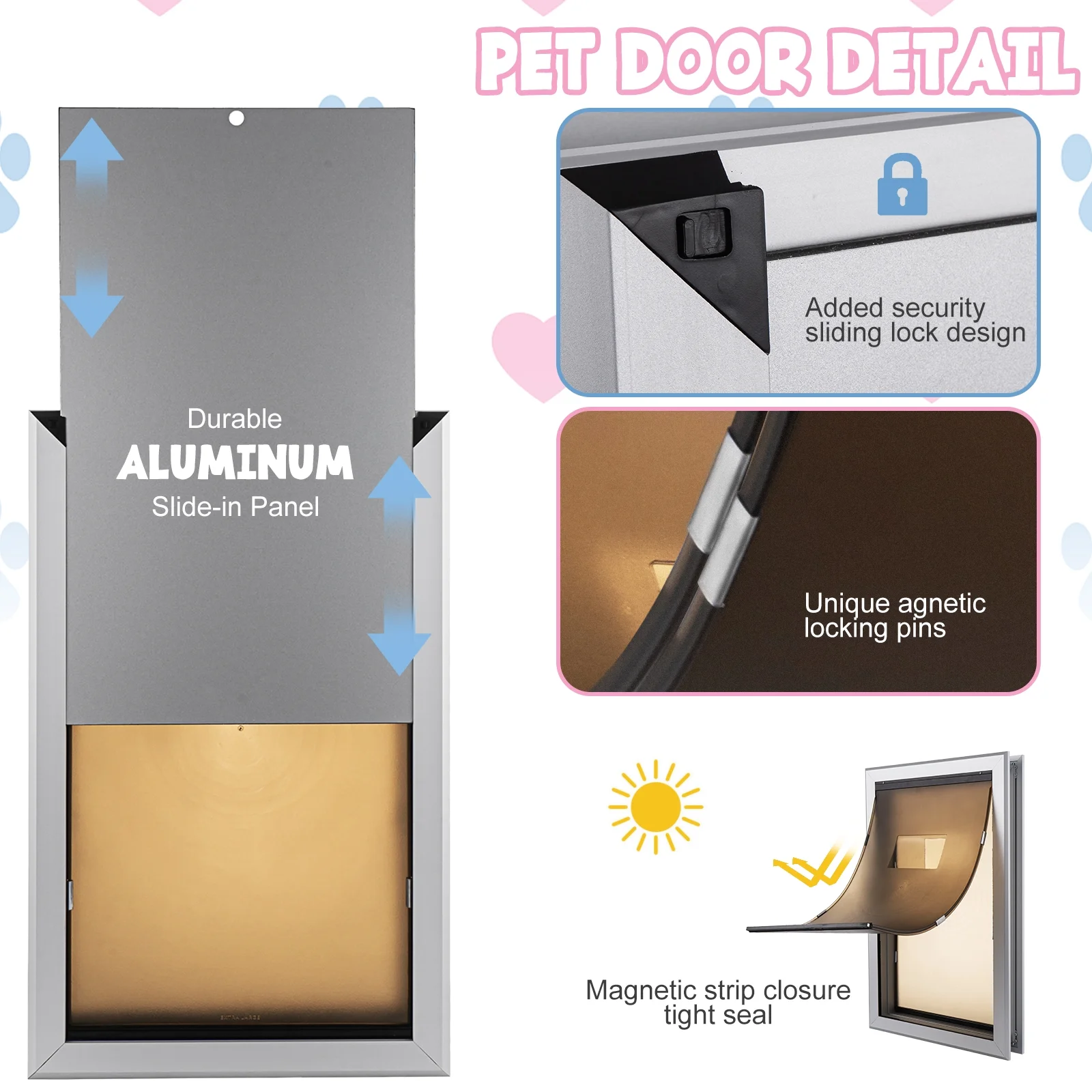 Large Dog Door Aluminum Dog Doors W/Extra-Large Flap 17.5" W x 27.7" H Doggie Doors for Large Dog Up to 220lbs - Image 4