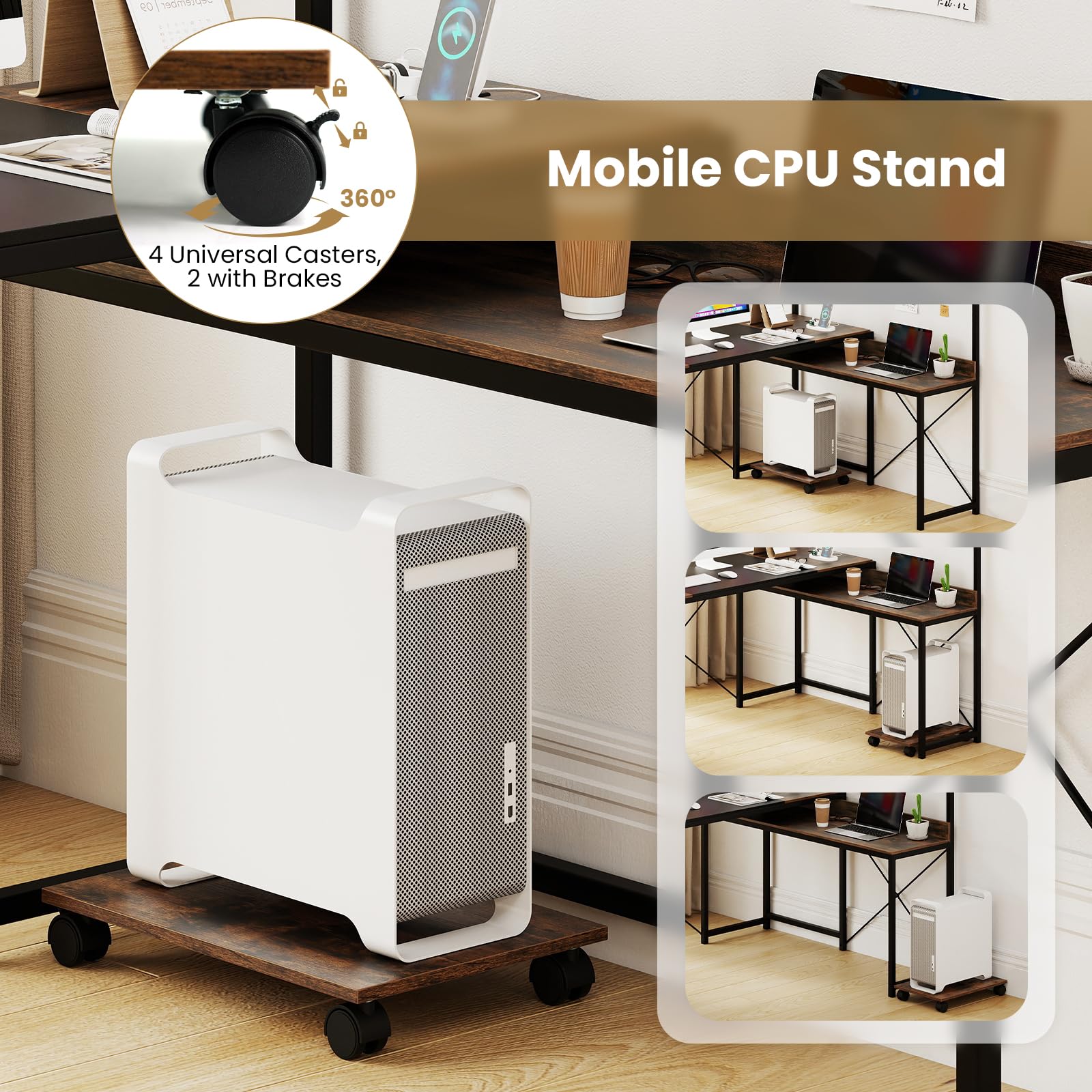 Tangkula L-Shaped Computer Desk with Power Outlets
